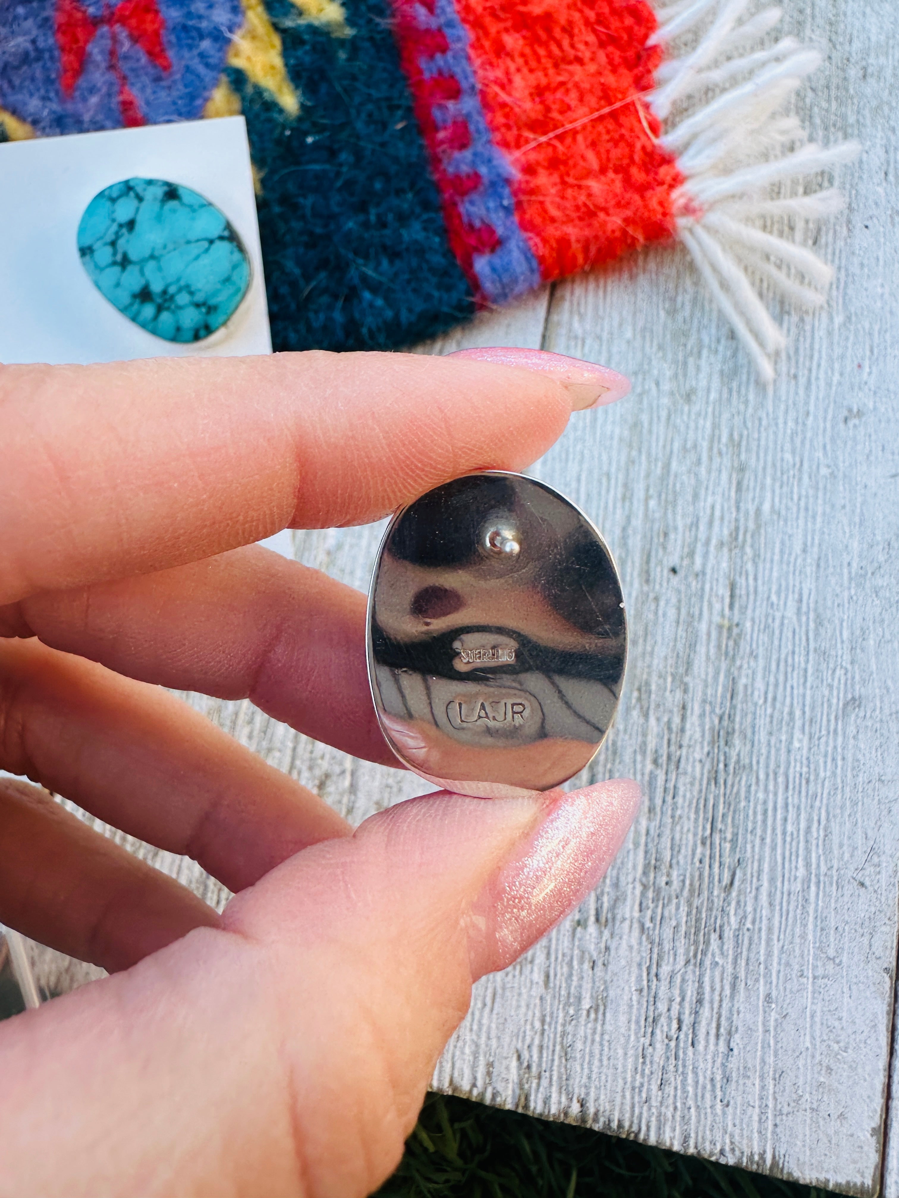 Handcrafted Kingman Web Turquoise & Sterling Silver Post Earrings