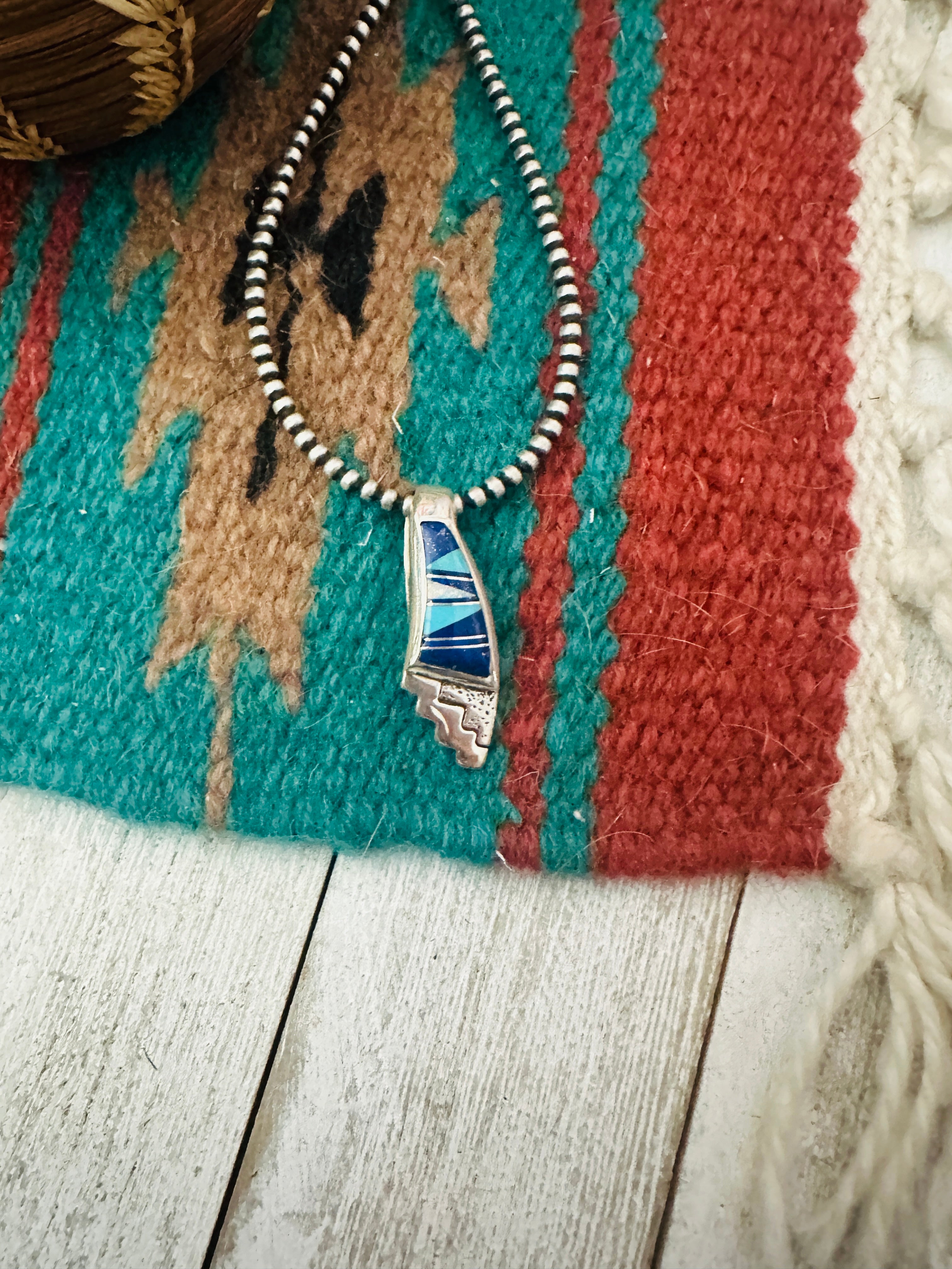 Navajo Multi Stone & Sterling Silver Inlay Pendant