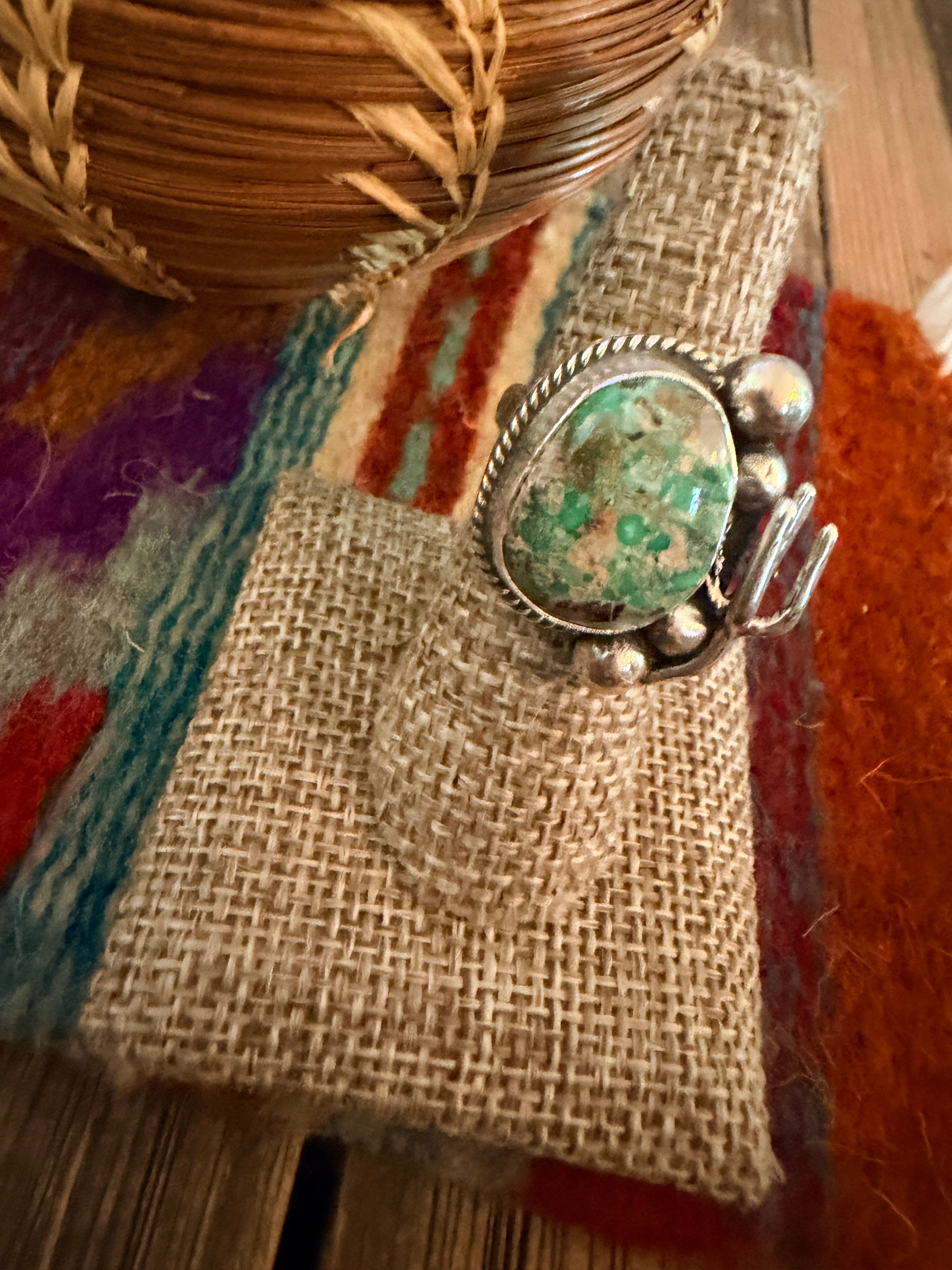 Handmade Sterling Silver and Turquoise Adjustable Ring
