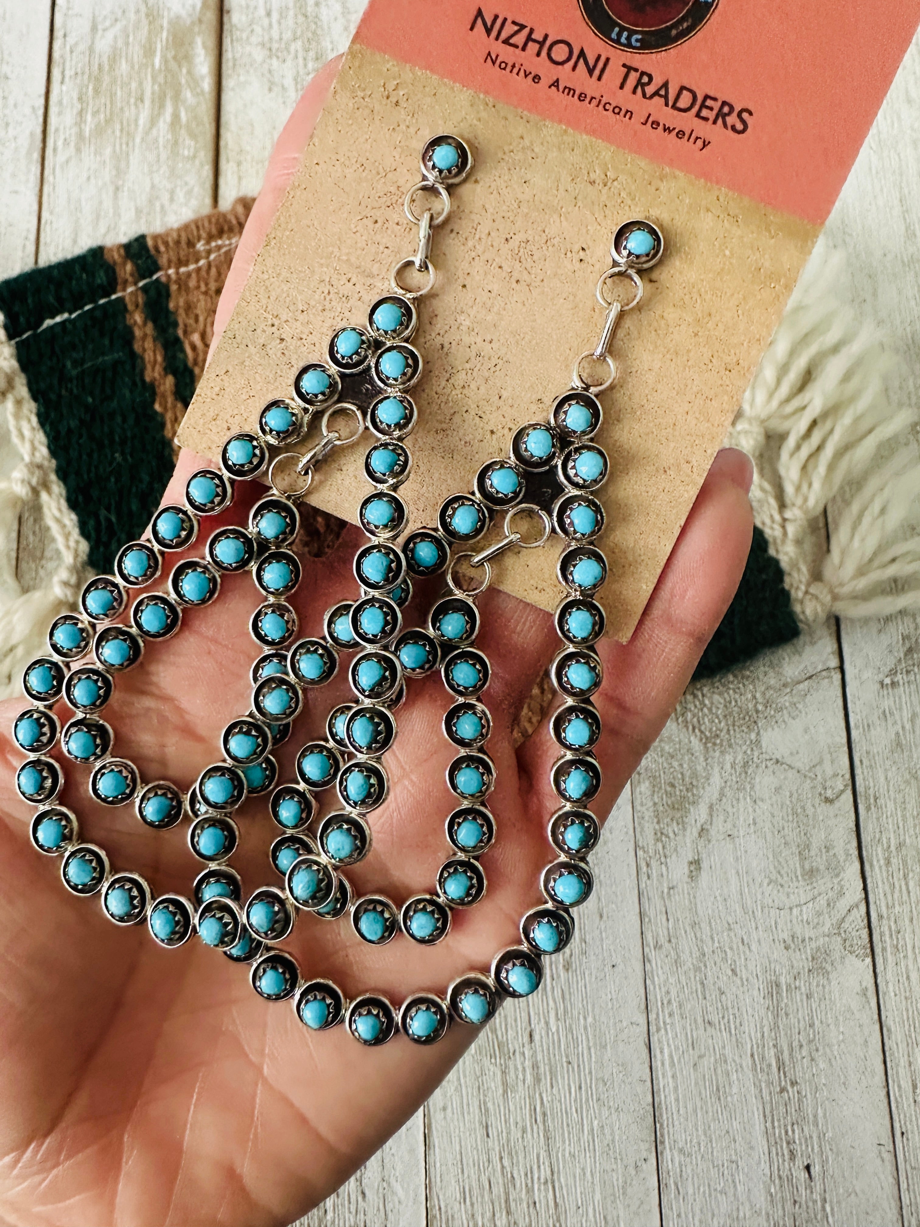 Zuni Sterling Silver & Turquoise Snake Eye Earrings