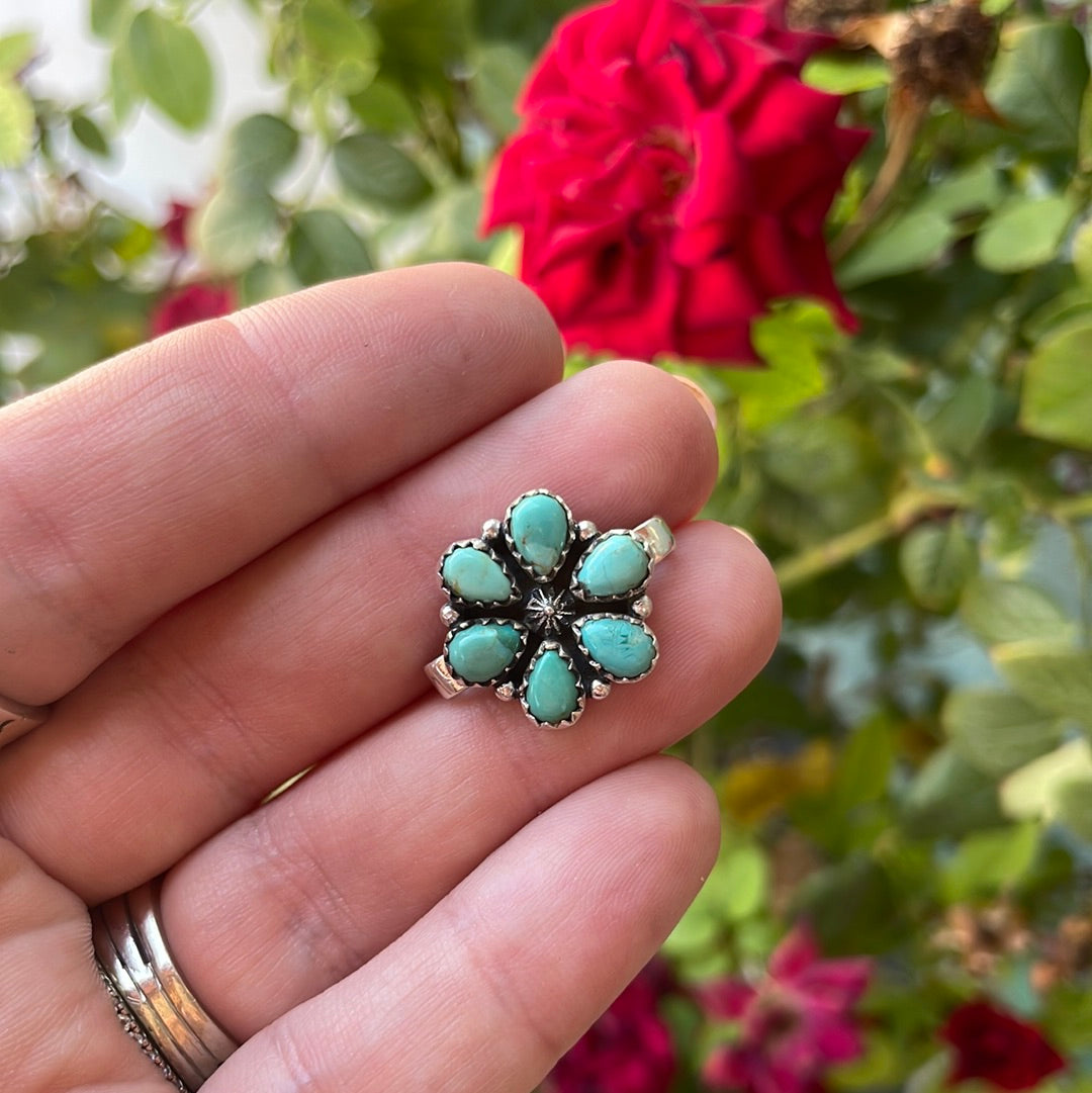 Nizhoni Turquoise & Sterling Silver Handmade Watch Charms rounded petals