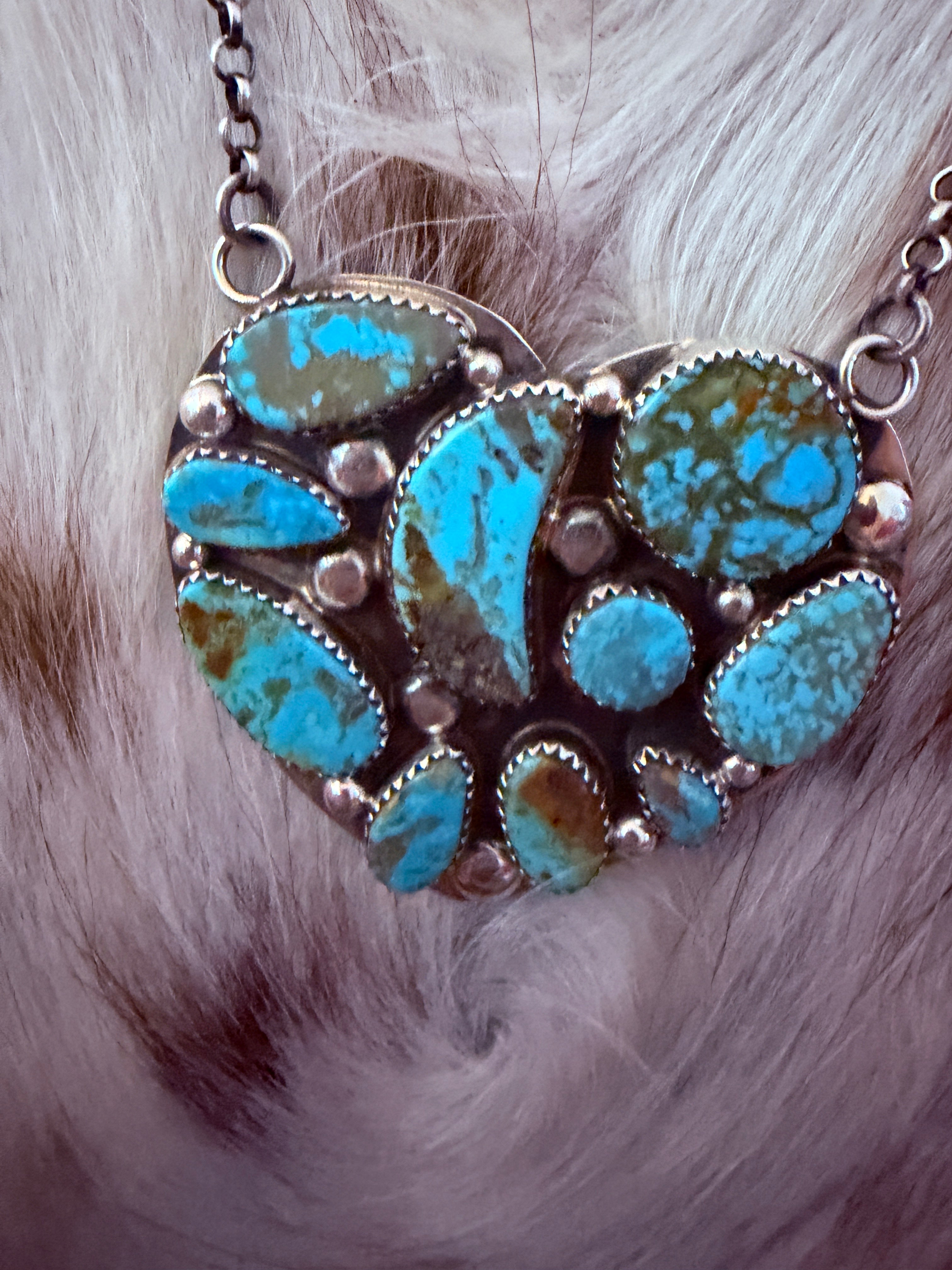 Handcrafted Turquoise & Sterling Silver Heart Necklace by Jacqueline Silver