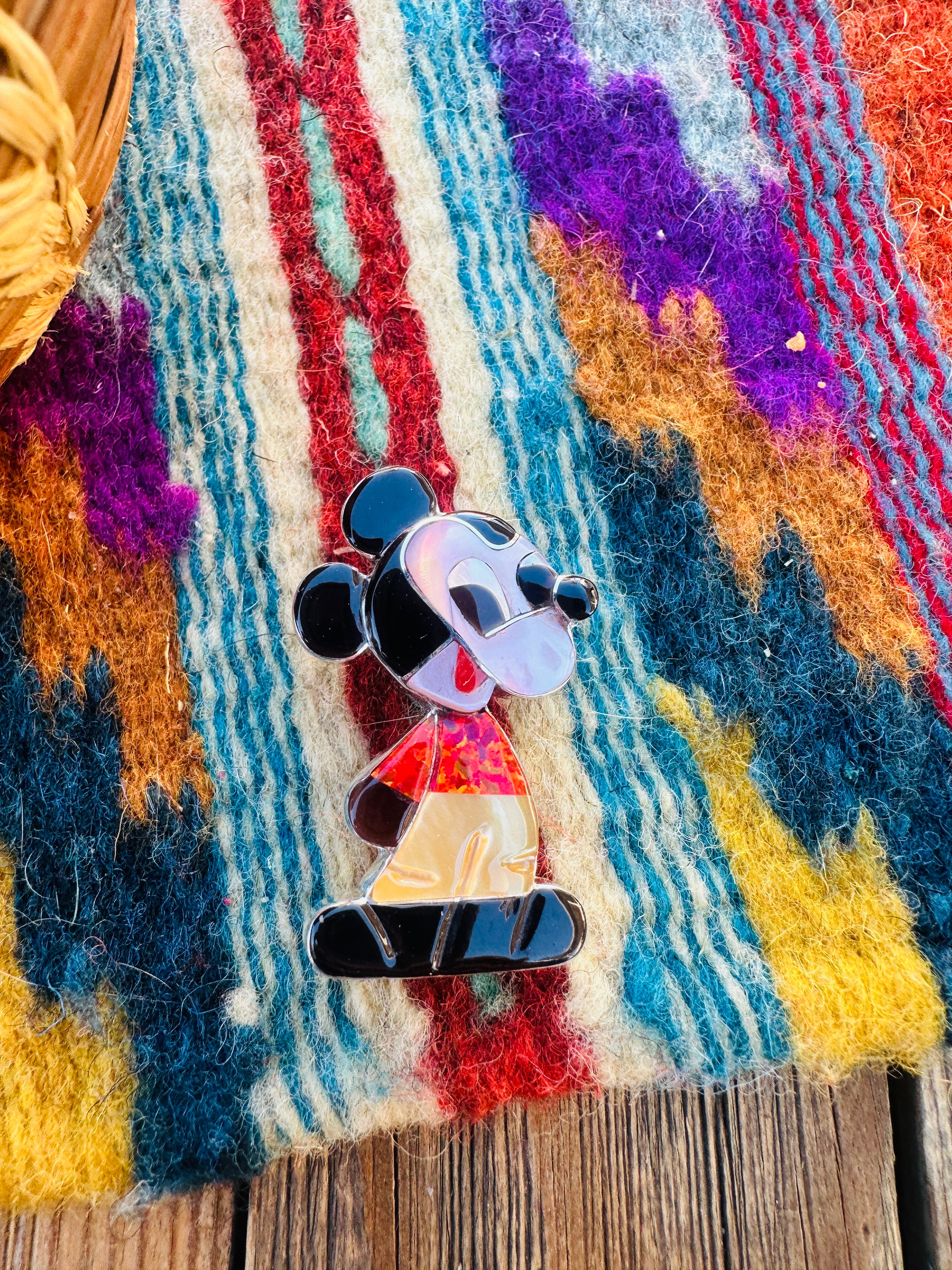 Handcrafted Sterling Silver and Multi Stone Character Brooch/ Pendant