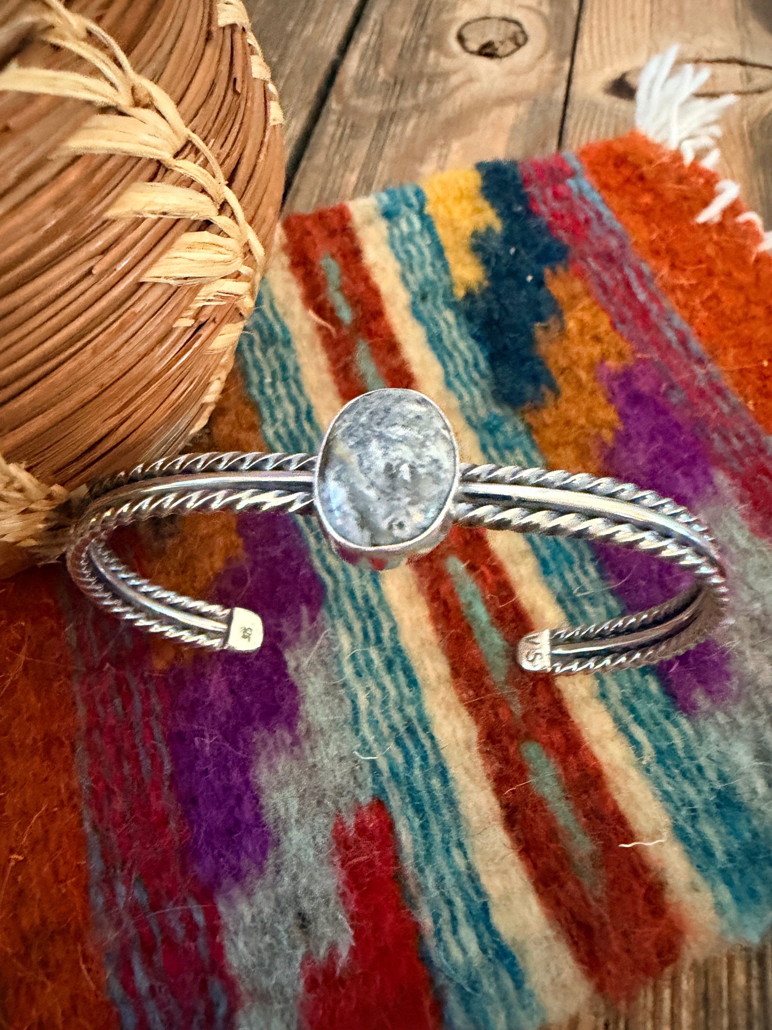 Handcrafted White Buffalo & Sterling Silver Cuff Bracelet