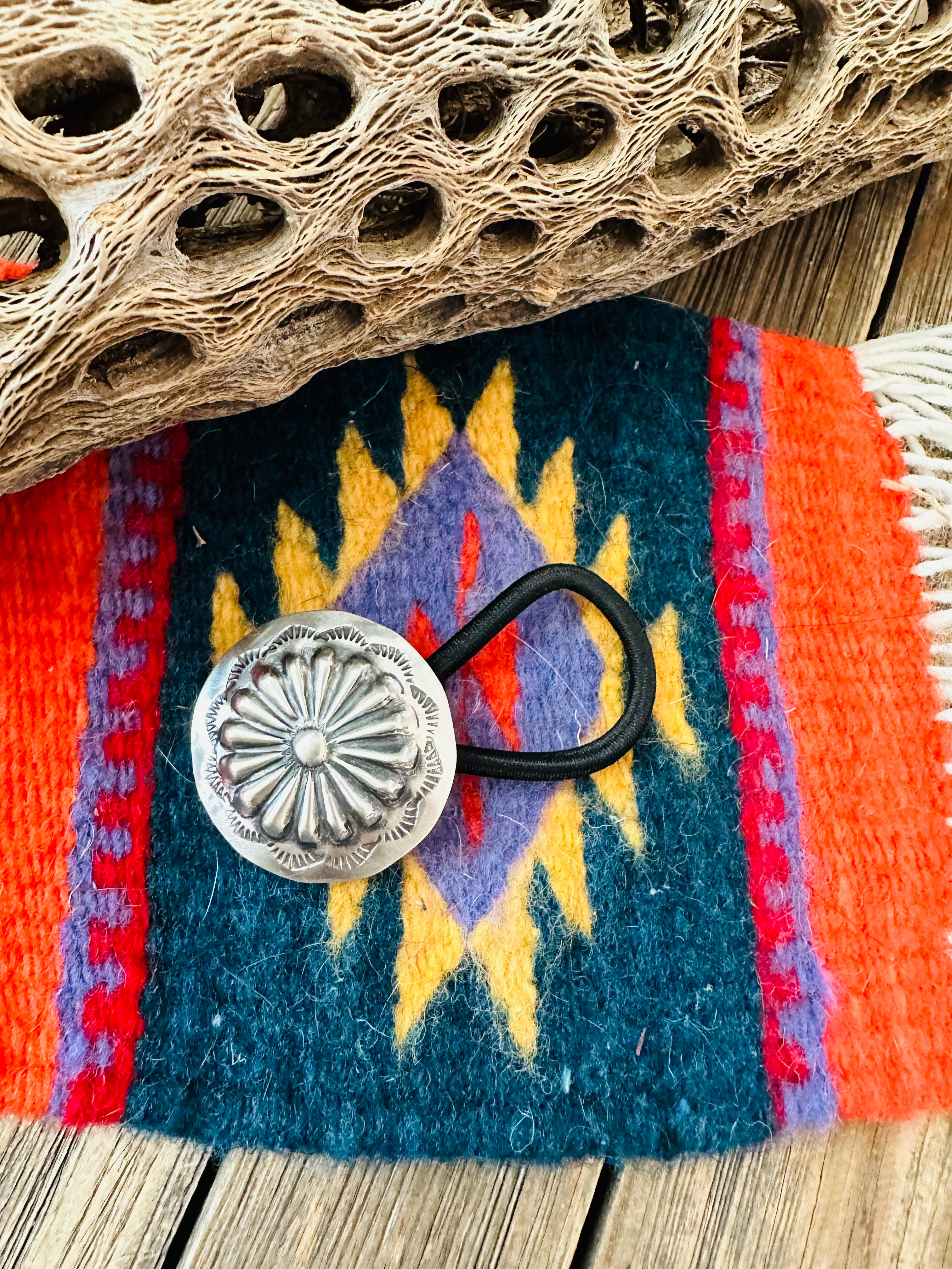 Navajo Sterling Silver Hand Stamped Hair Tie