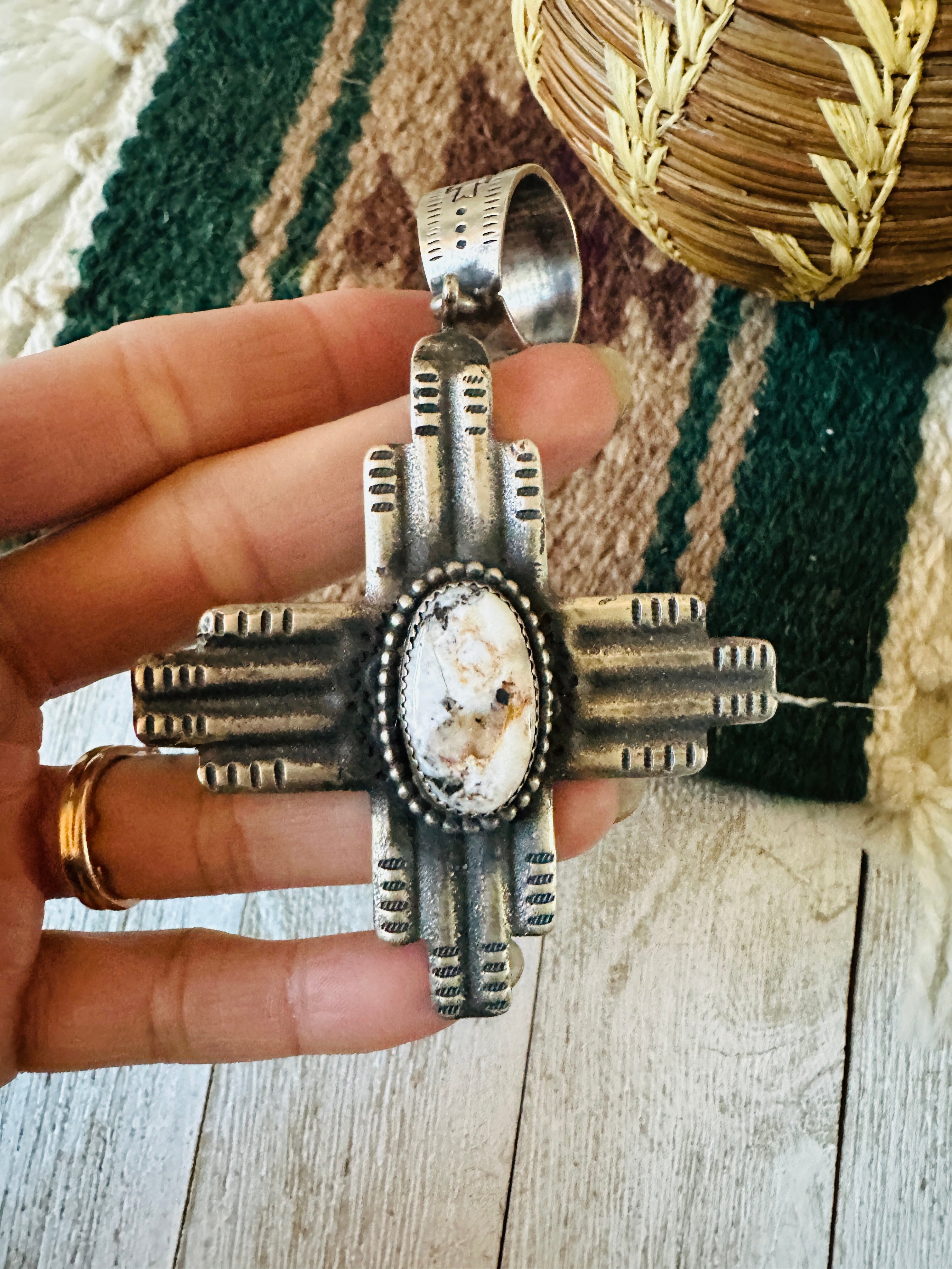 Navajo Sterling Silver & Wild Horse Cross Pendant