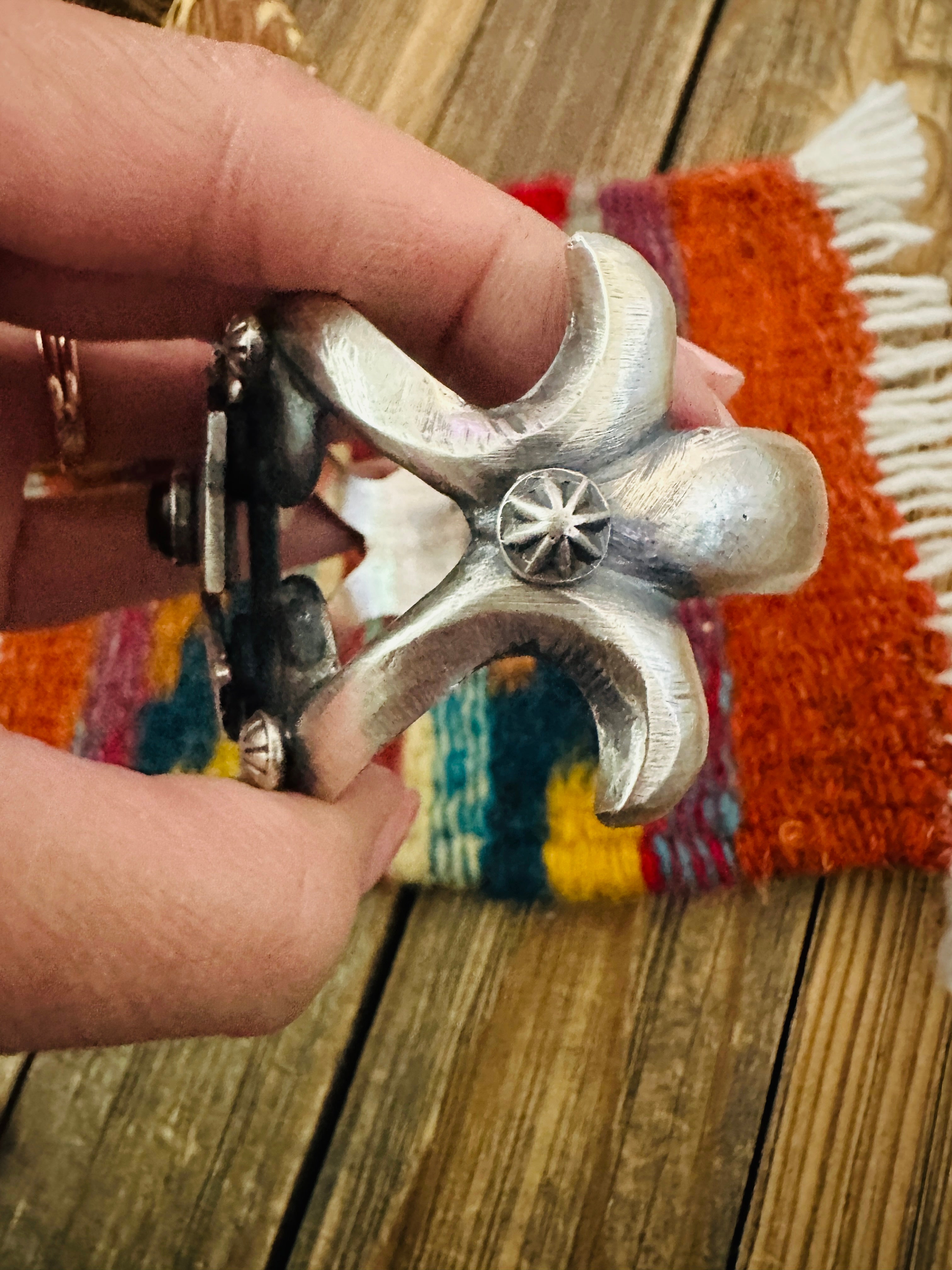Handcrafted Sterling Silver & Onyx Oyster Thunderbird Cuff Bracelet by Chimney Butte