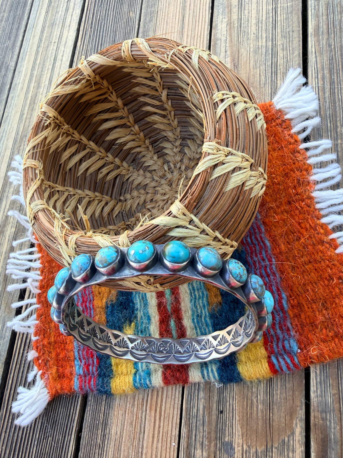 Handcrafted Turquoise & Sterling Silver Bangle Bracelet