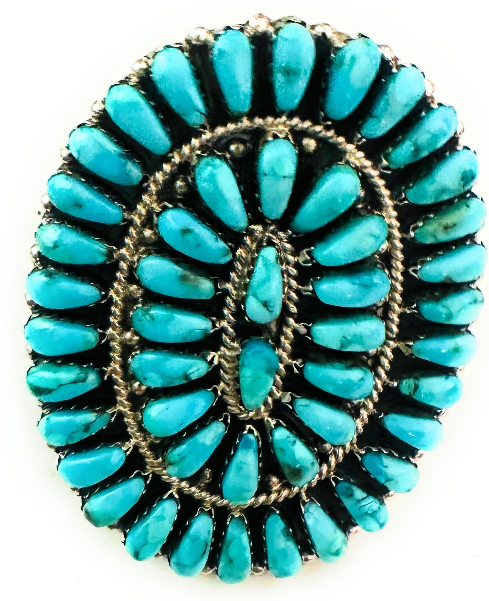 Navajo Turquoise & Sterling Silver Cluster Adjustable Ring