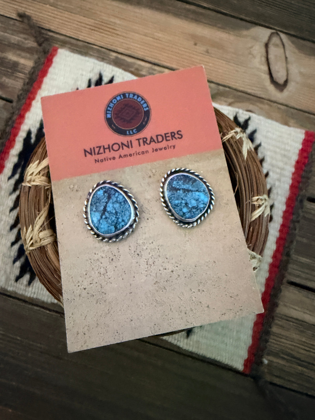 Handcrafted Turquoise & Sterling Silver Post Earrings