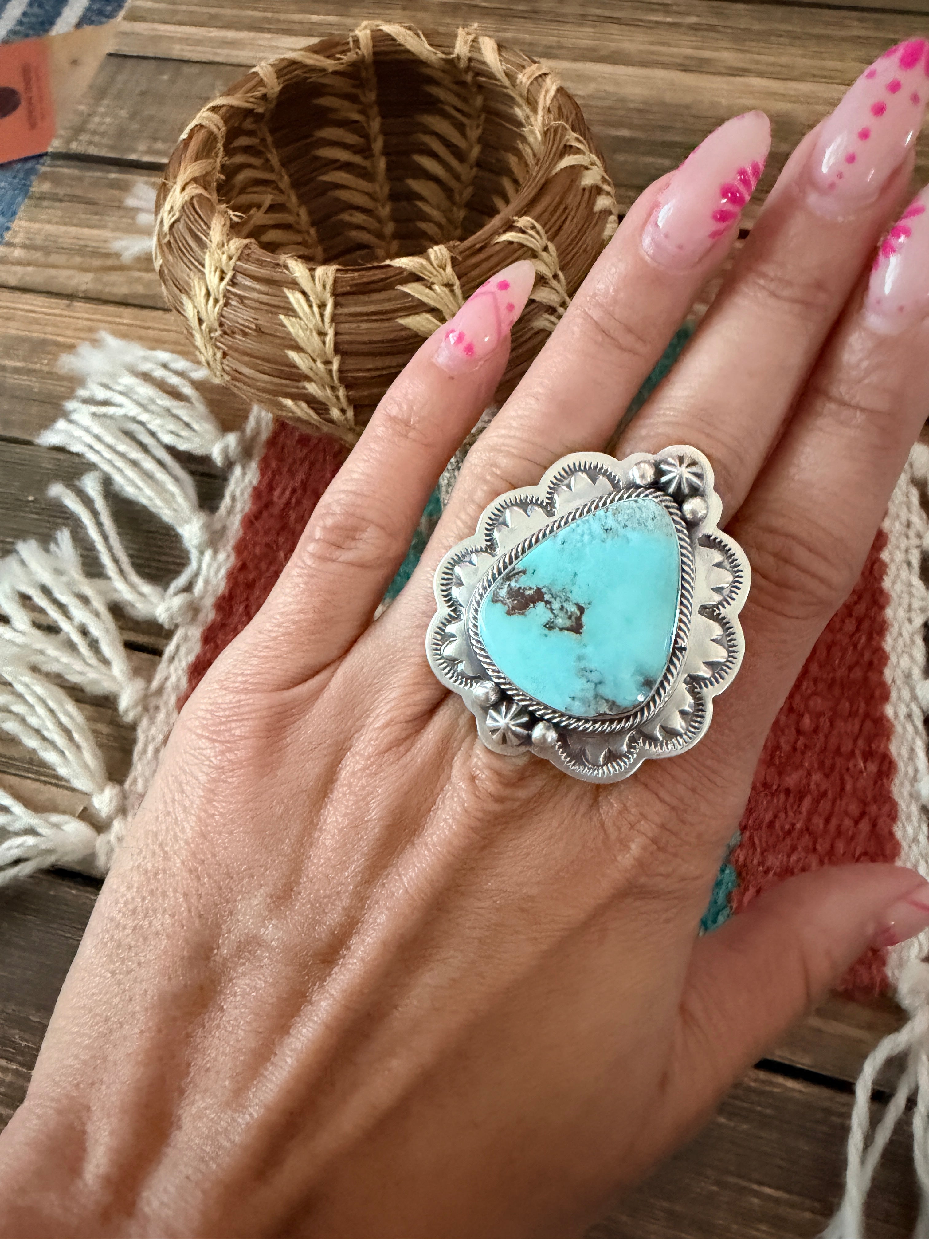 Handcrafted Dry Creek Turquoise & Sterling Silver Ring Size 6.5 by Randy Boyd