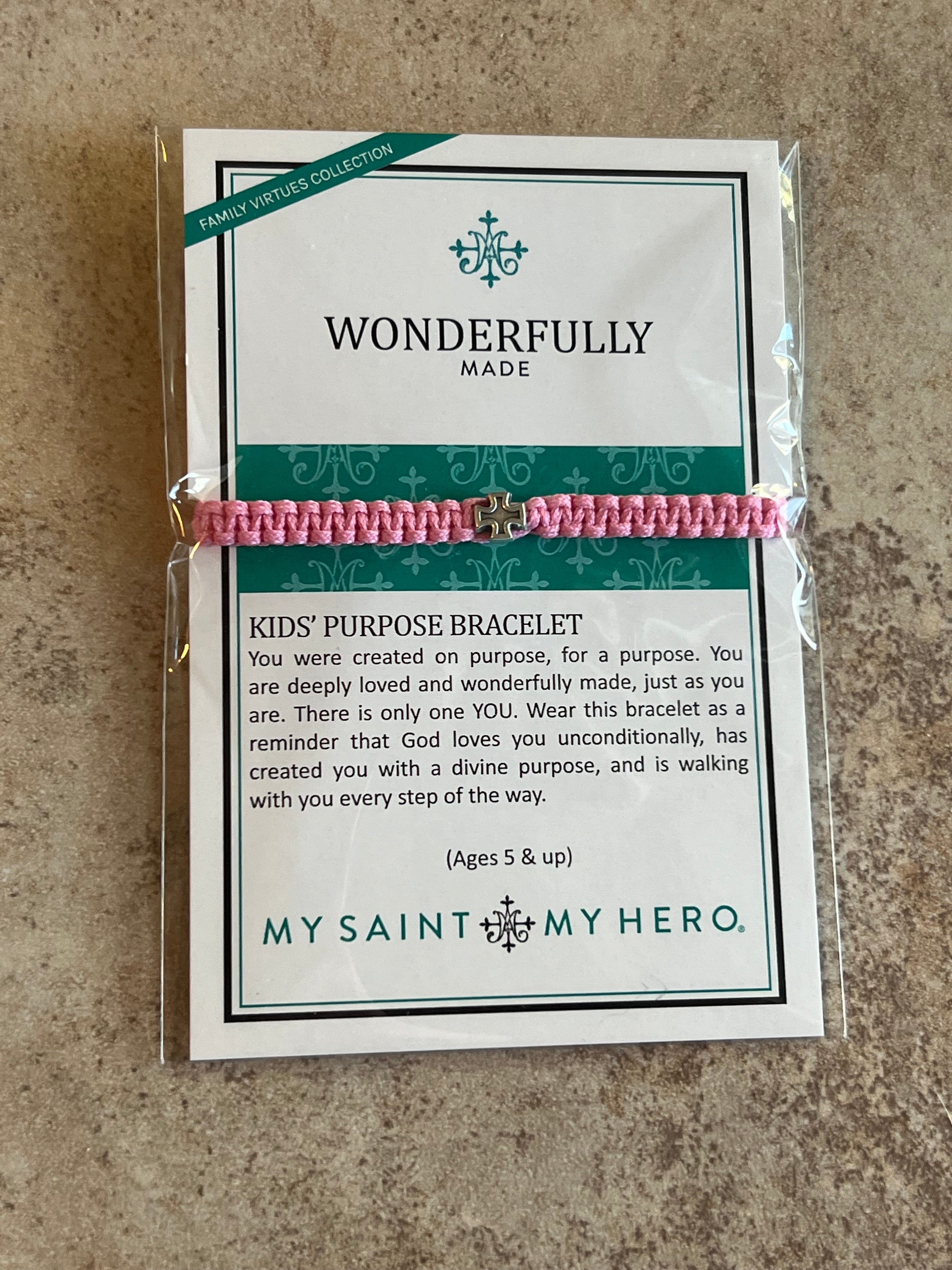 Wonderfully Made Blessed Kid’s Cross Bracelet (Pink)