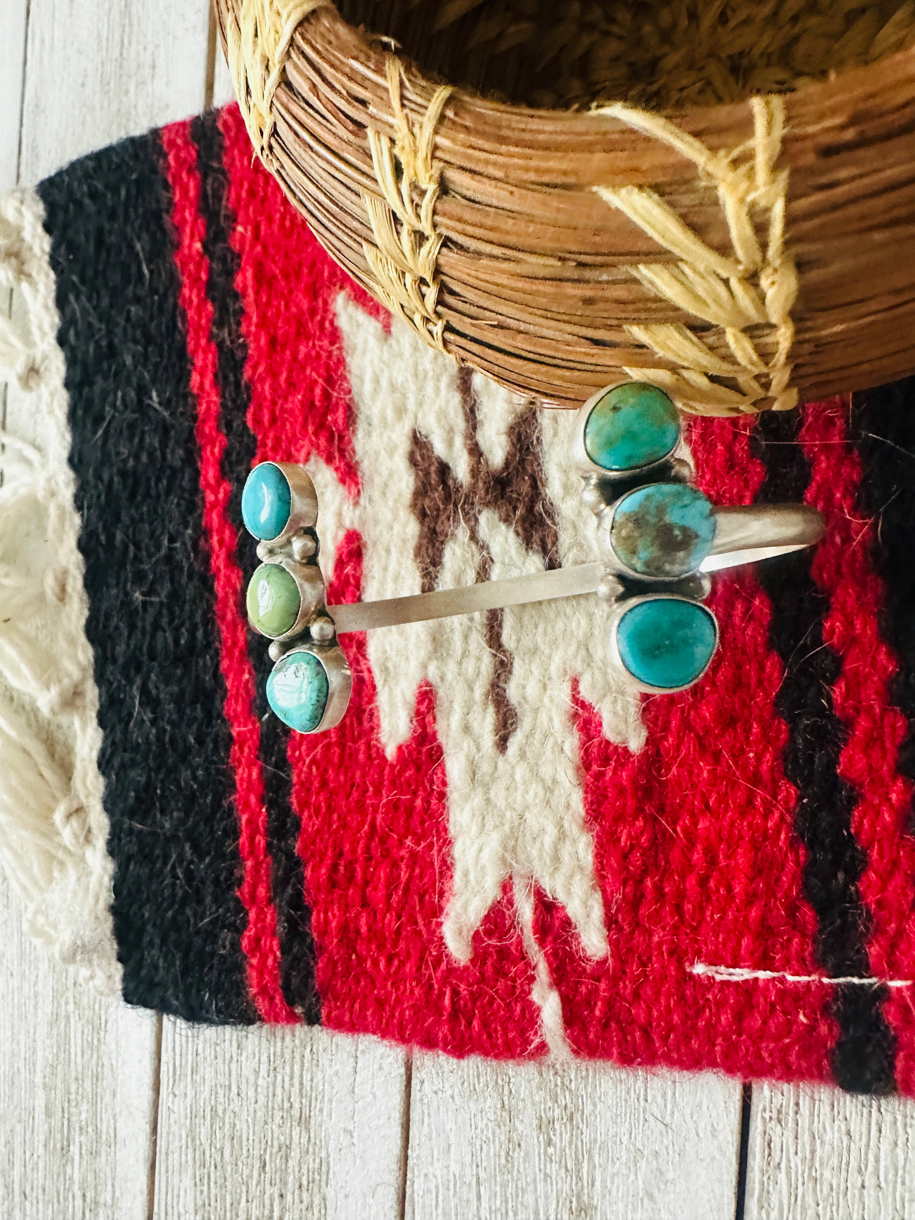 Handcrafted Turquoise & Sterling Silver Floating Cuff Bracelet