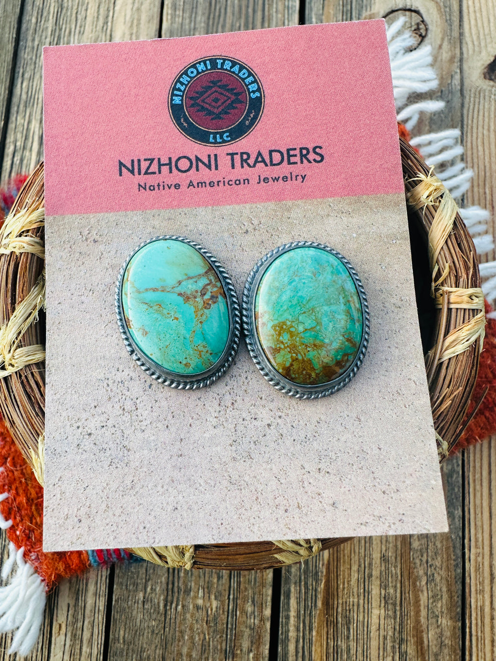Handcrafted Sterling Silver & Royston Turquoise Post Earrings