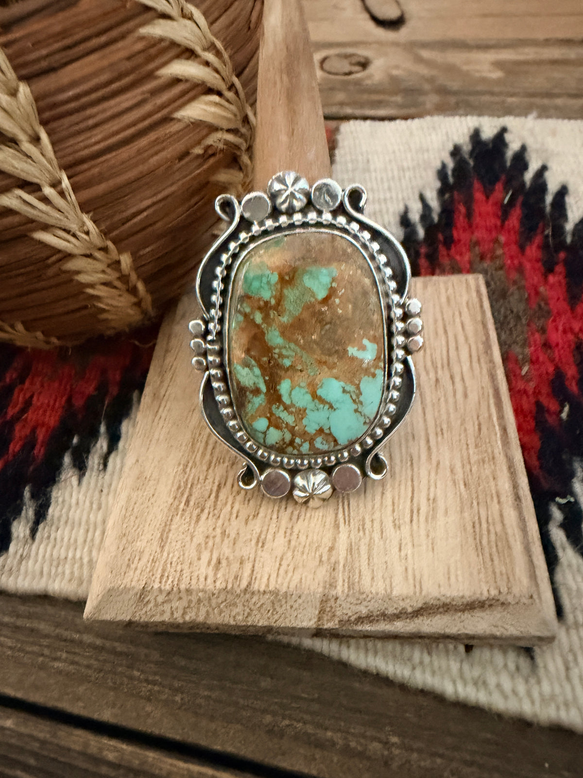 Handcrafted Royston Turquoise & Sterling Silver Ring 9.75 by Rosella Paxson