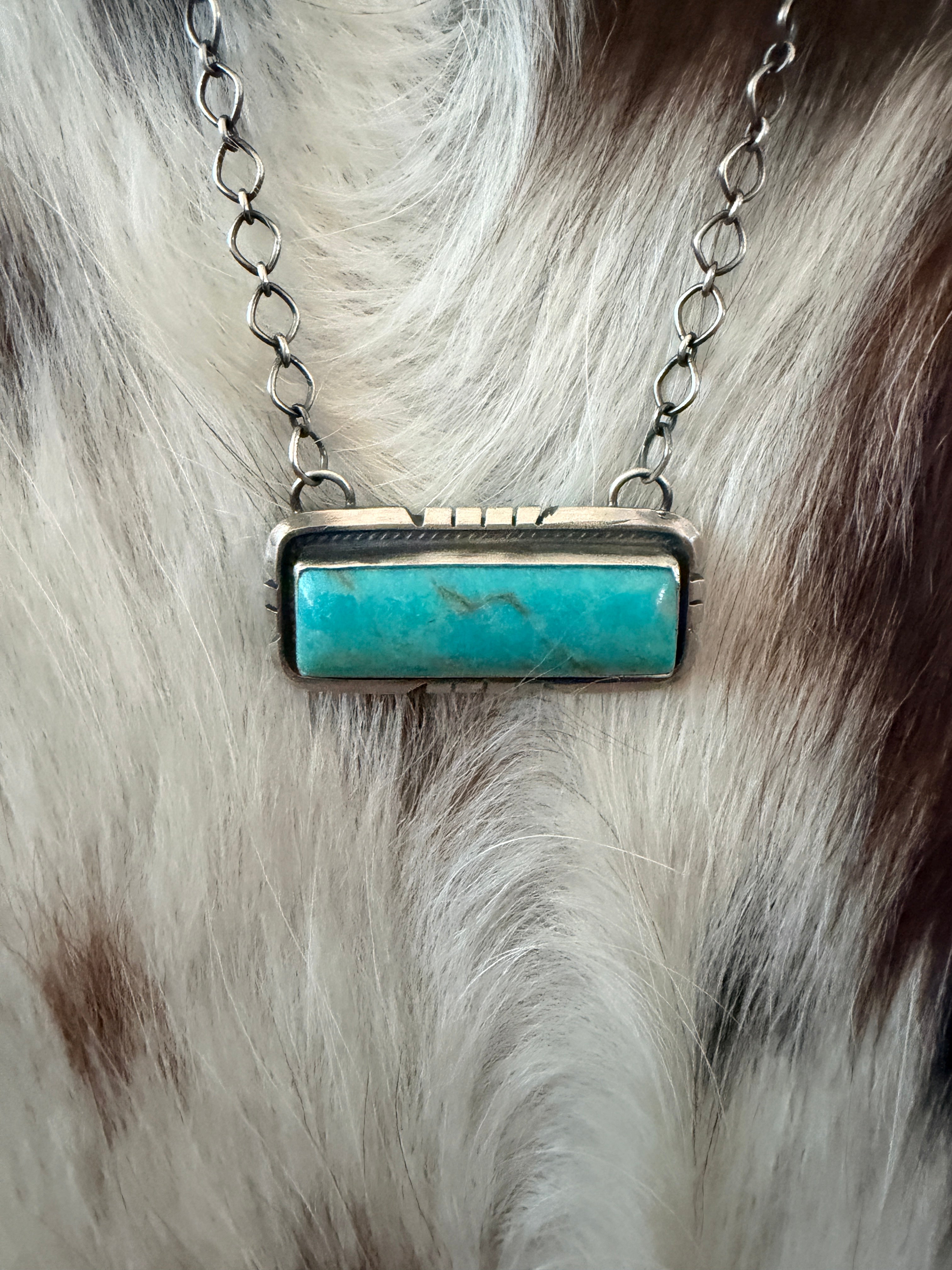 Handcrafted Turquoise & Sterling Silver Bar Necklace