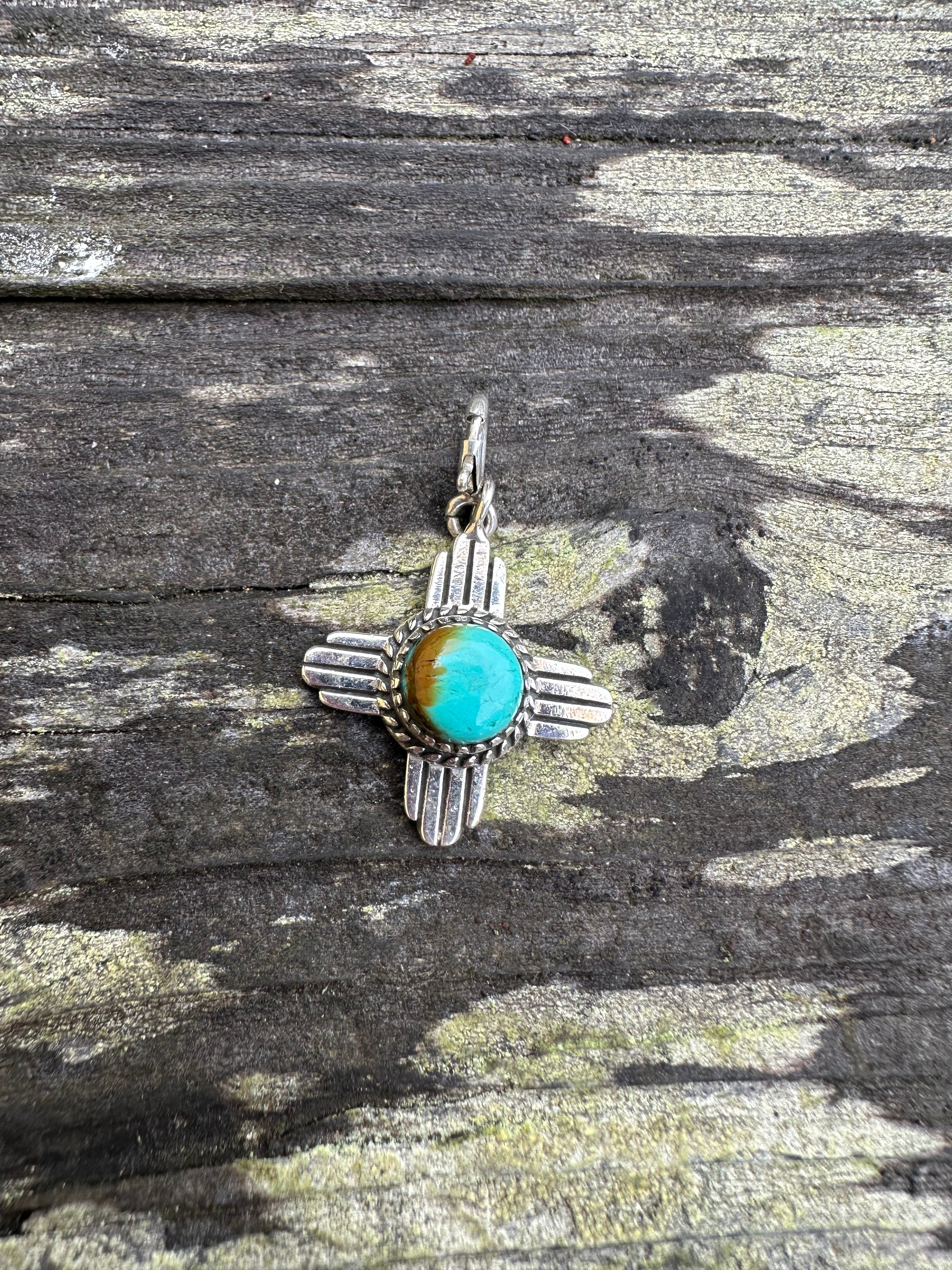 Sterling Silver and Turquoise Zia Charm