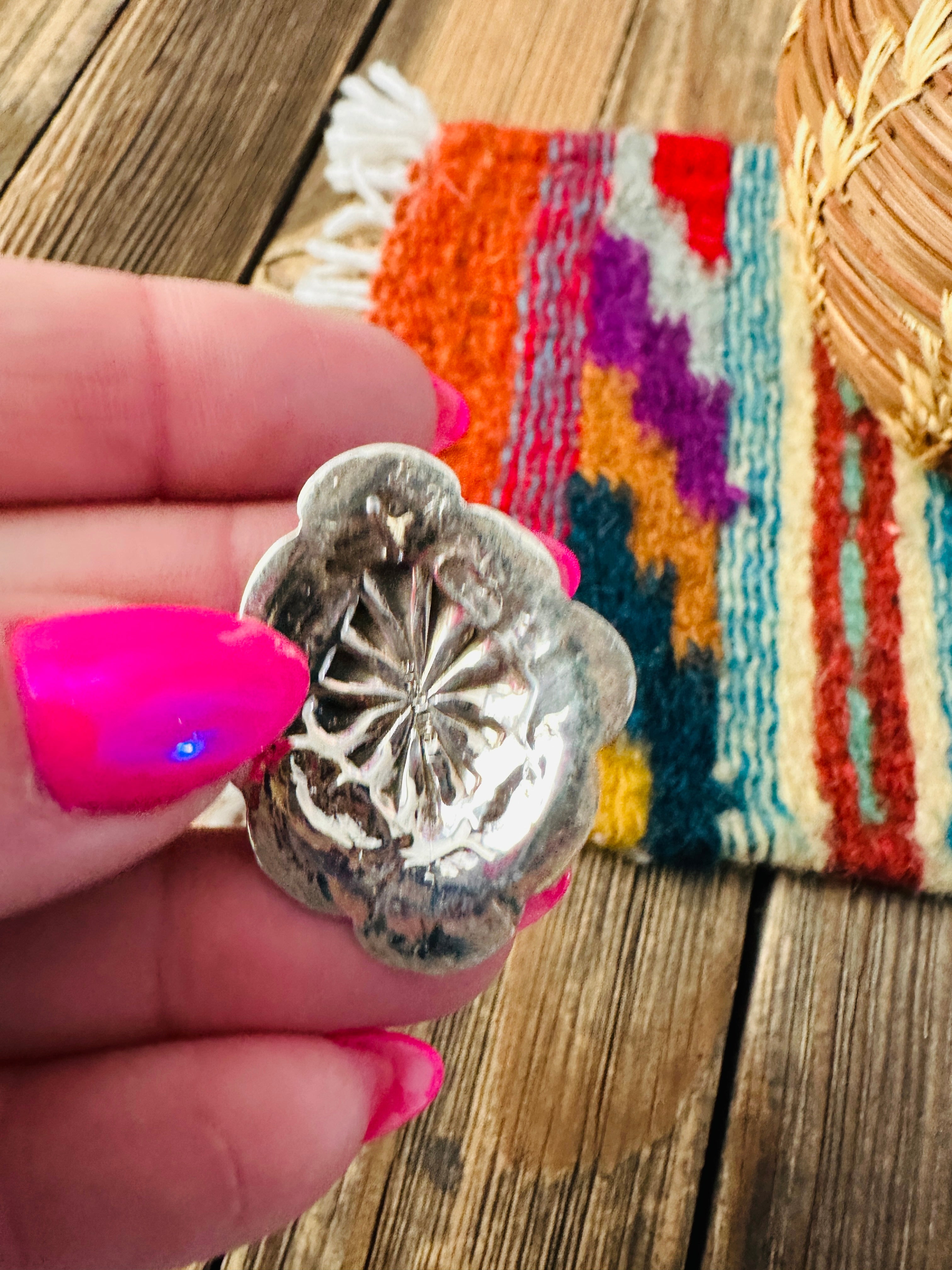 Handcrafted Turquoise & Sterling Silver Concho Post Earrings