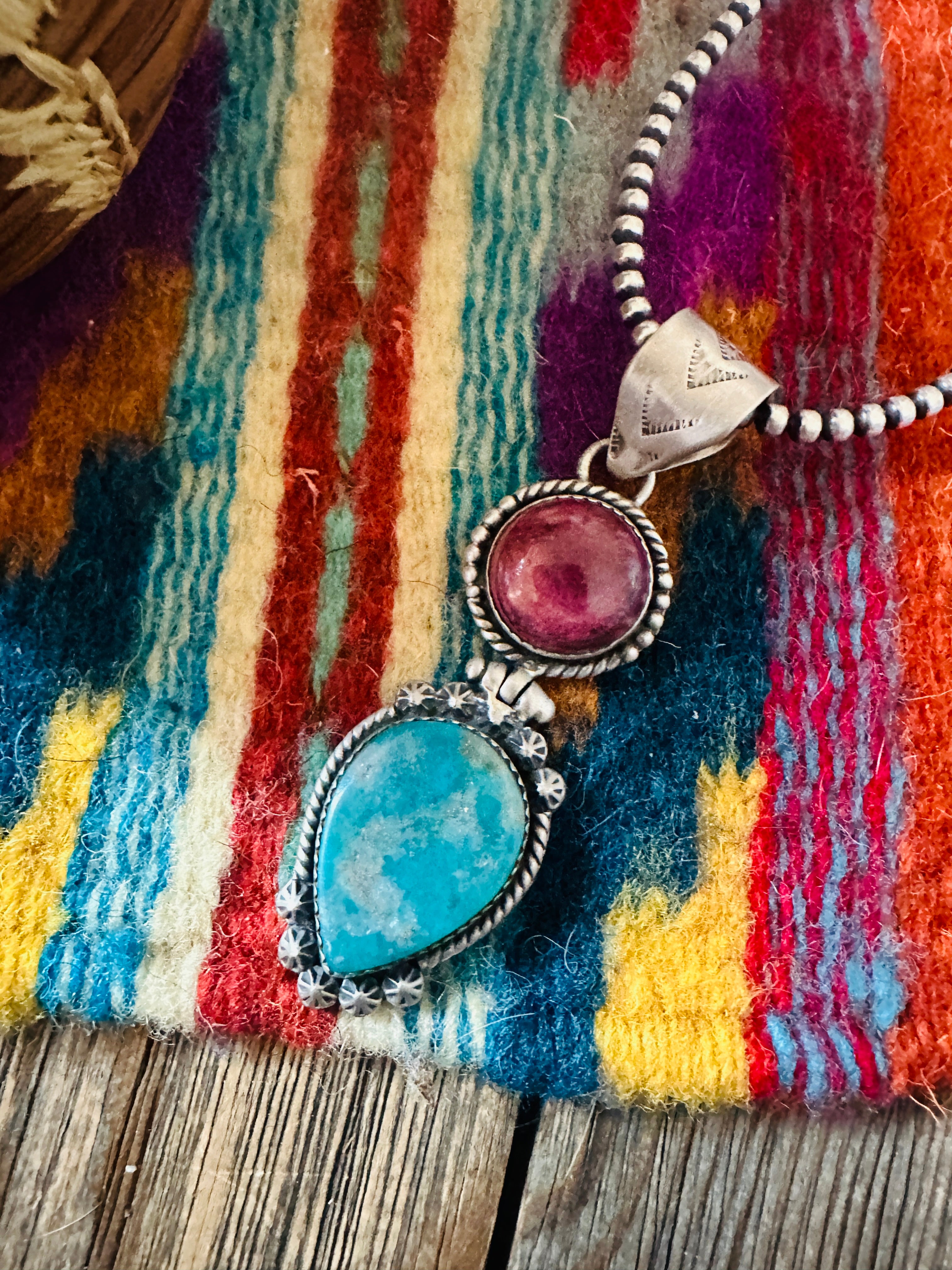 Handcrafted Sterling Silver, Spiny & Turquoise Pendant