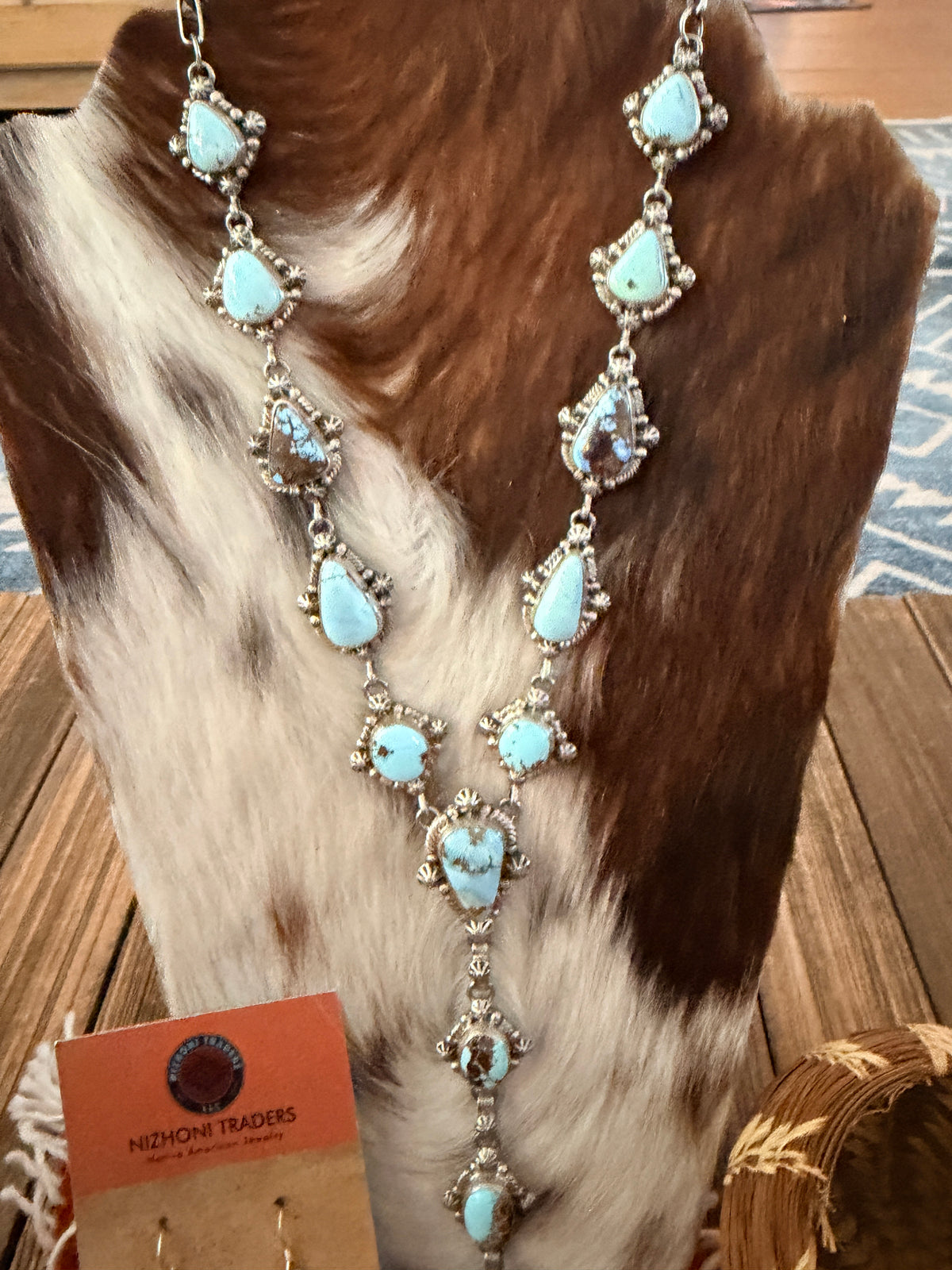 Handcrafted Golden Hills Turquoise & Sterling Silver Necklace and Earring Set