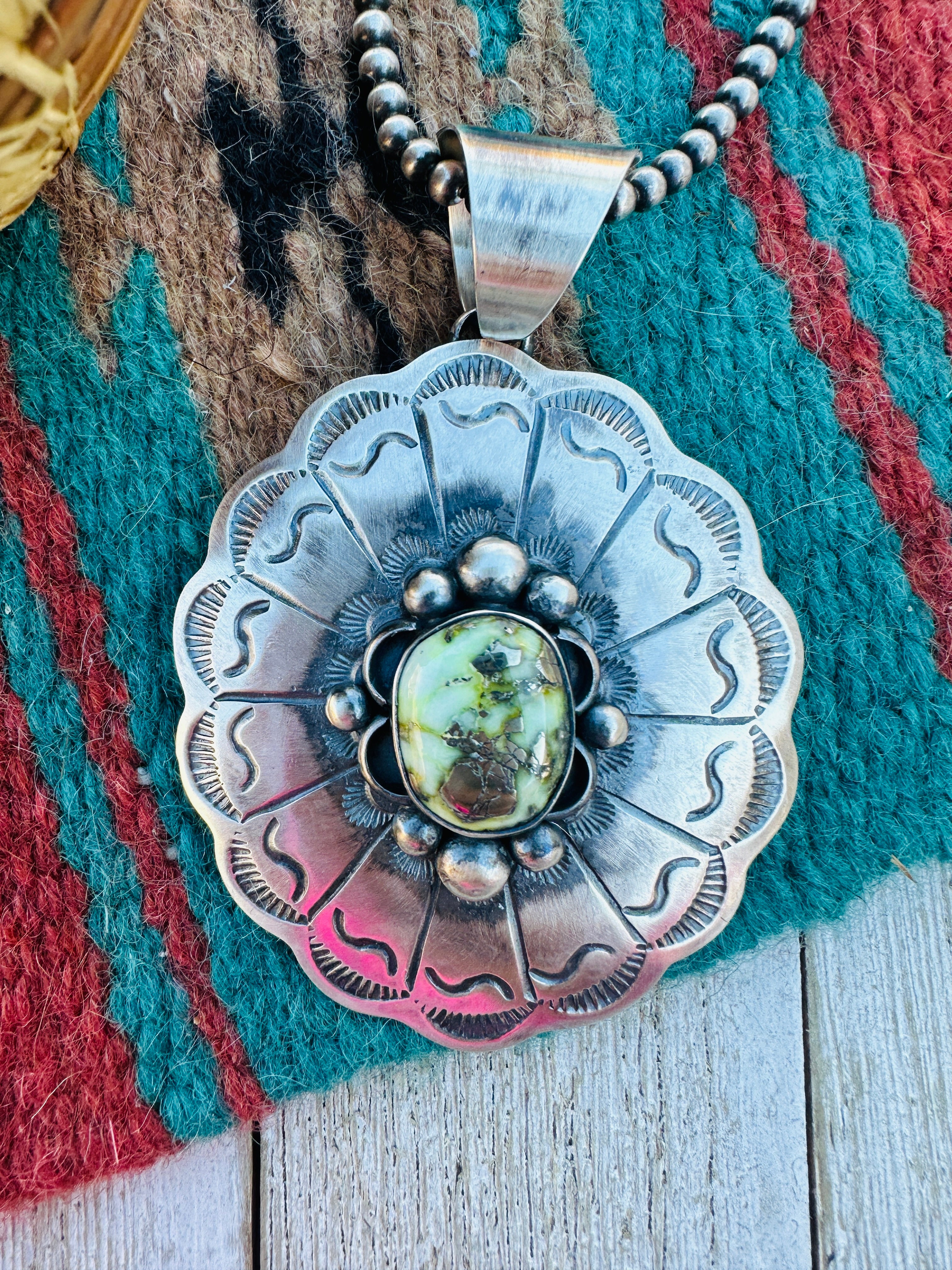 Handcrafted Sterling Silver & Sonoran Mountain Turquoise Pendant by Chimney Butte