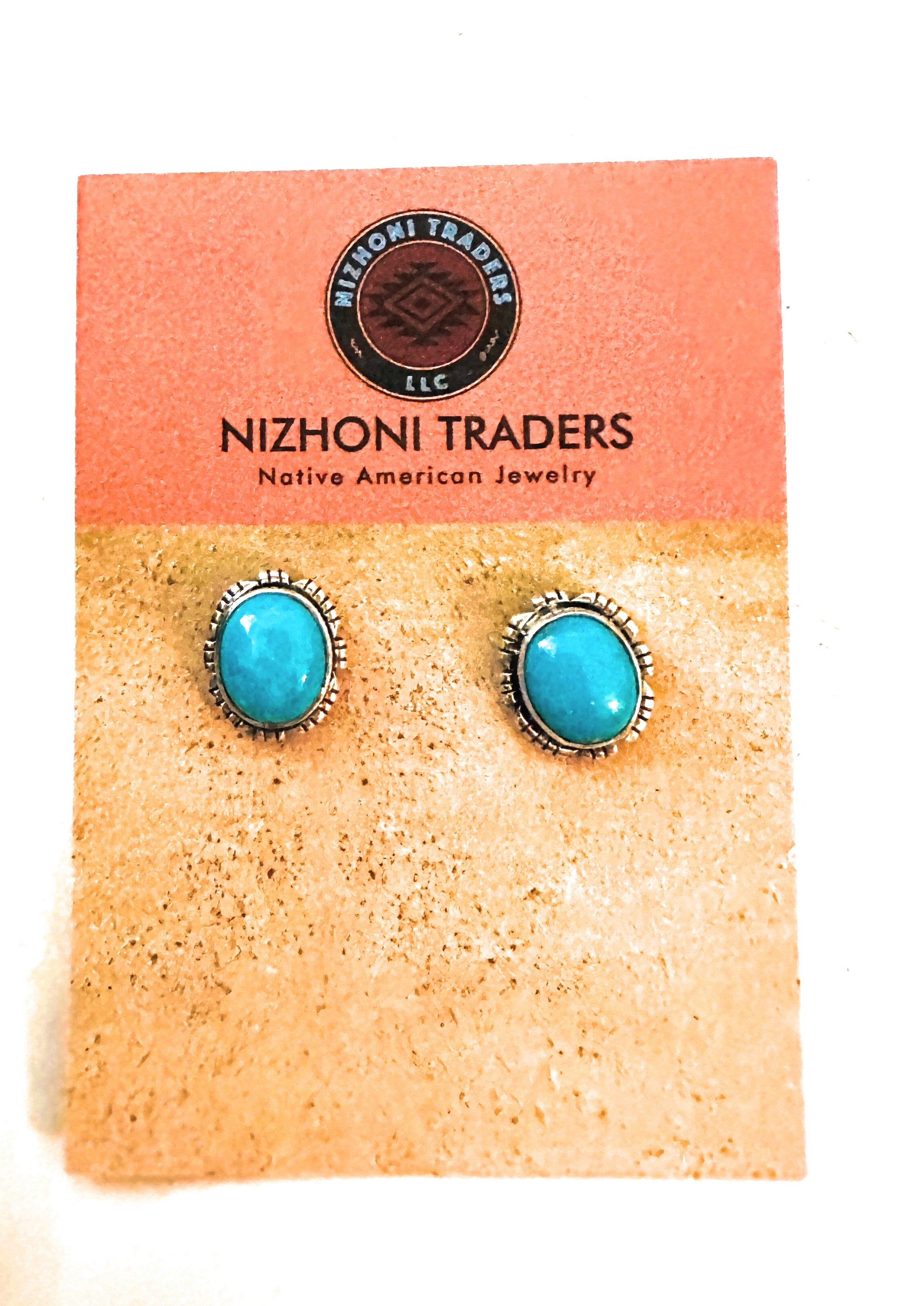 Navajo Sleeping Beauty Turquoise and Sterling Silver Stud Earrings