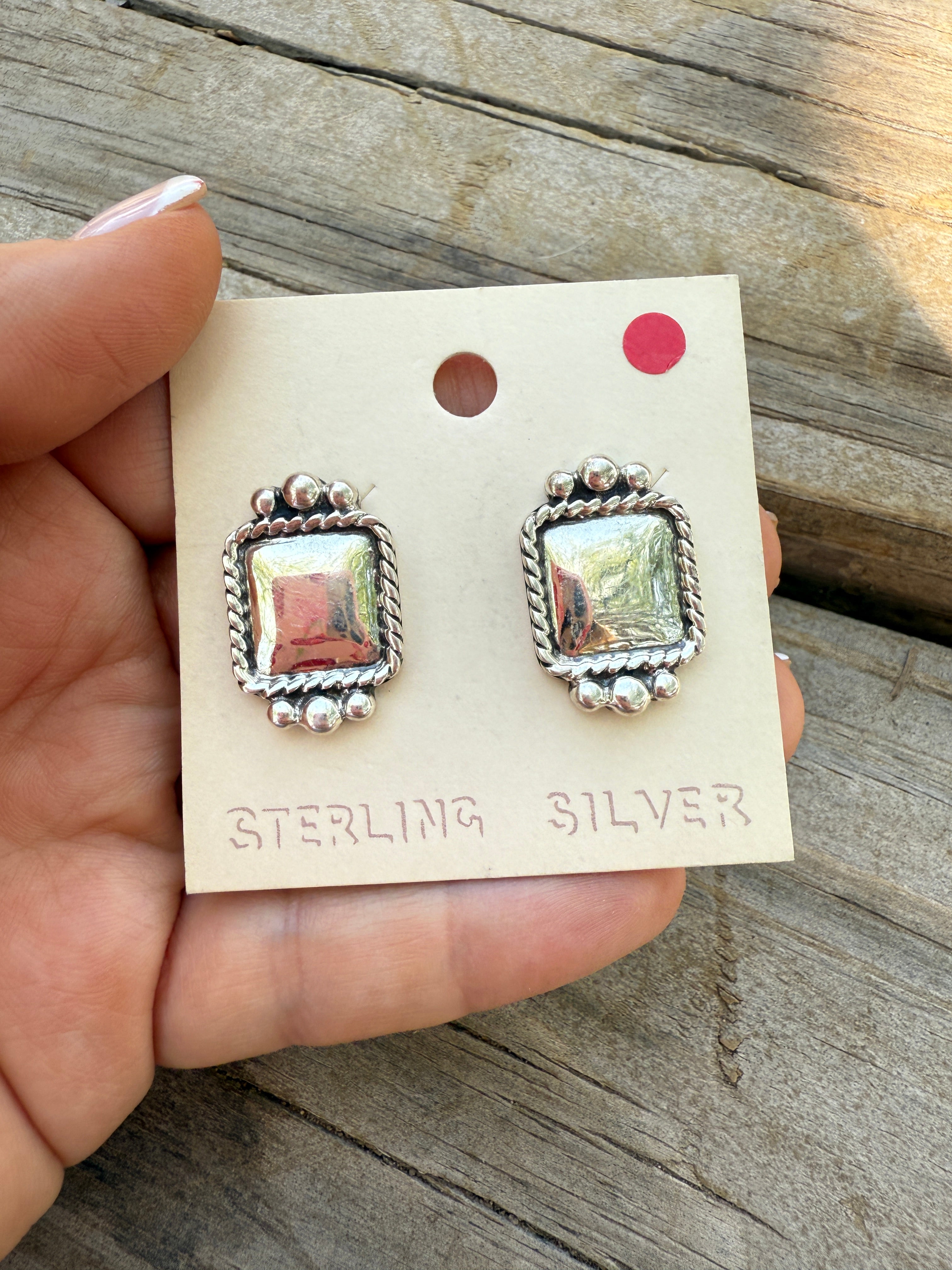 Handmade Sterling Silver Square Clip On Earrings