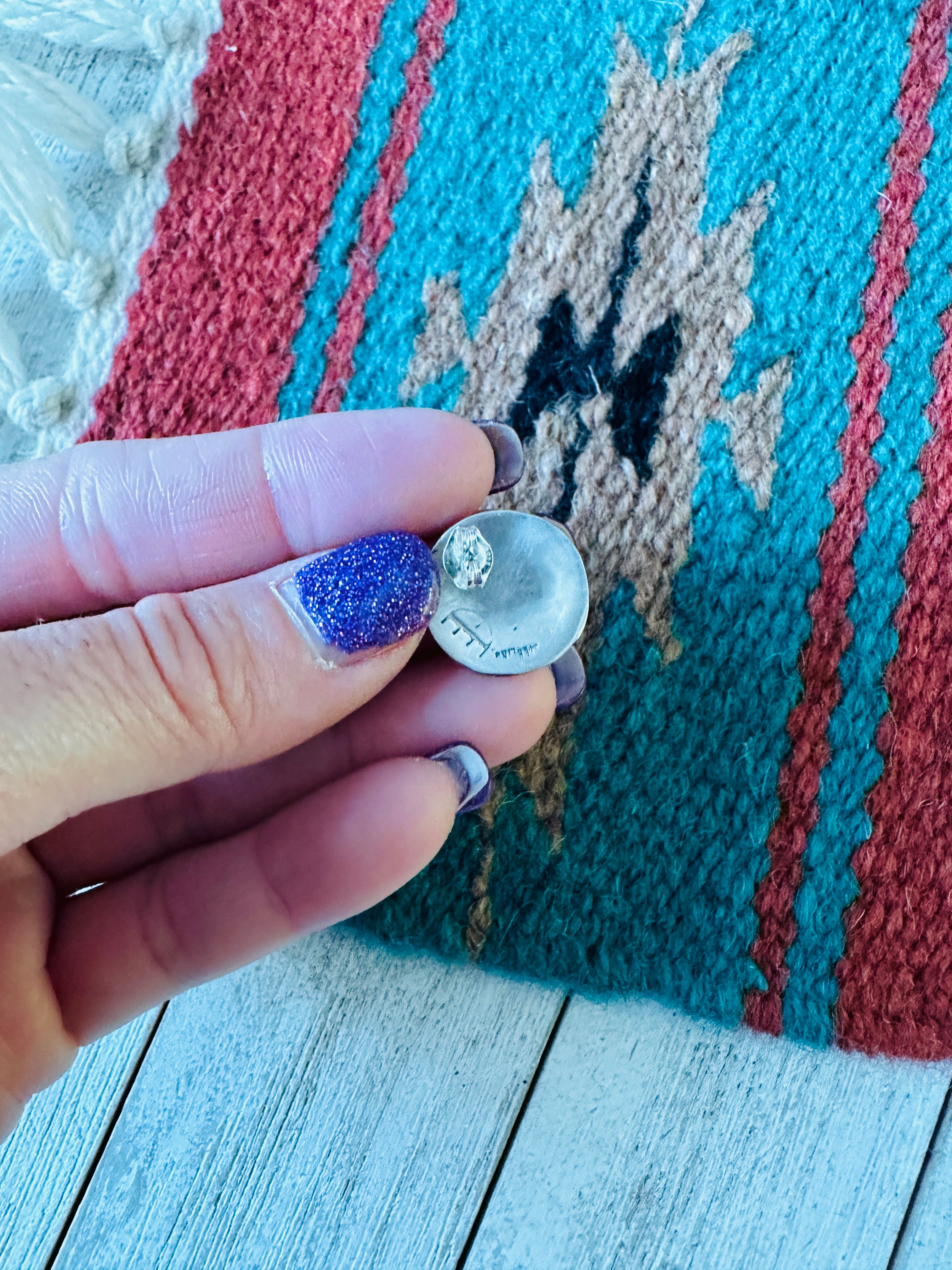 Vintage Navajo Sterling Silver Kachina Stud Earrings