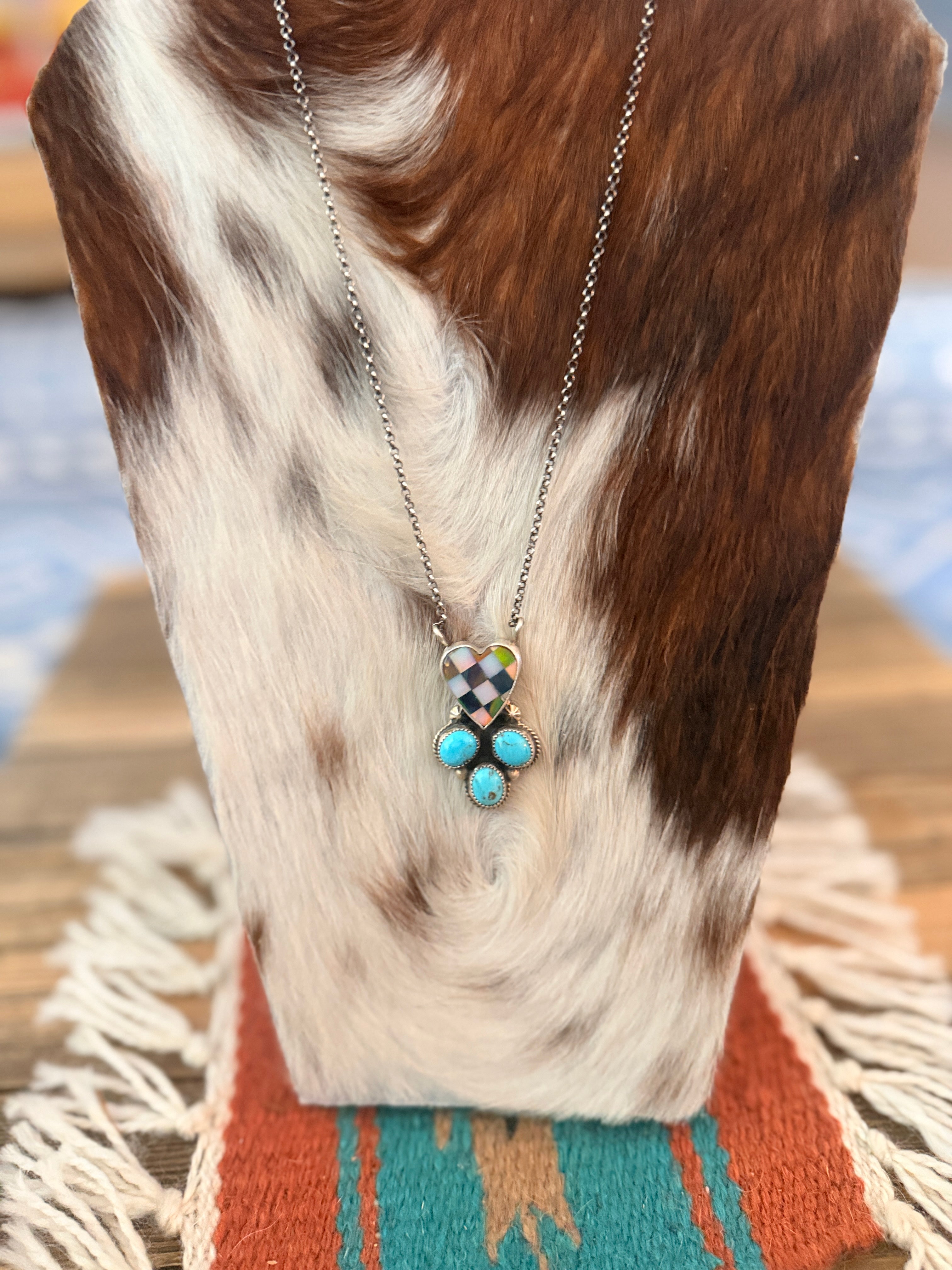 Handmade Sterling Silver & Turquoise Heart Necklace