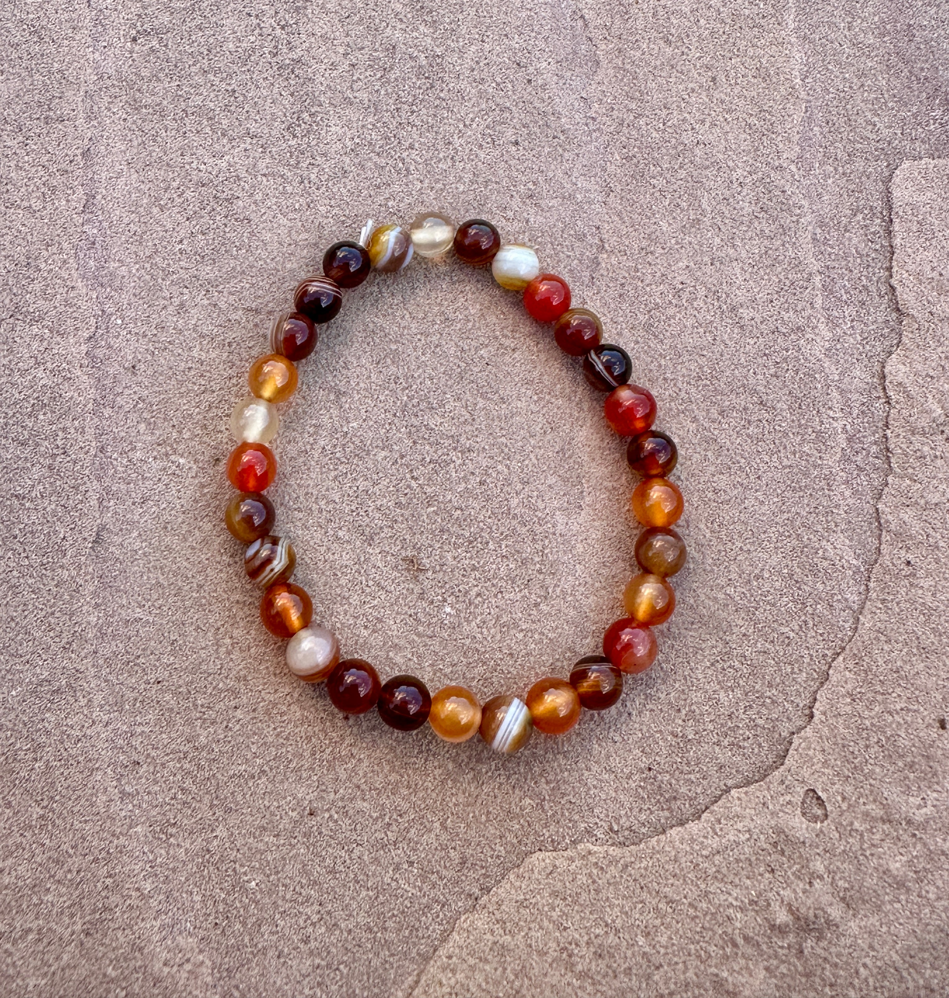 Red Agate 6mm beaded stretch bracelet