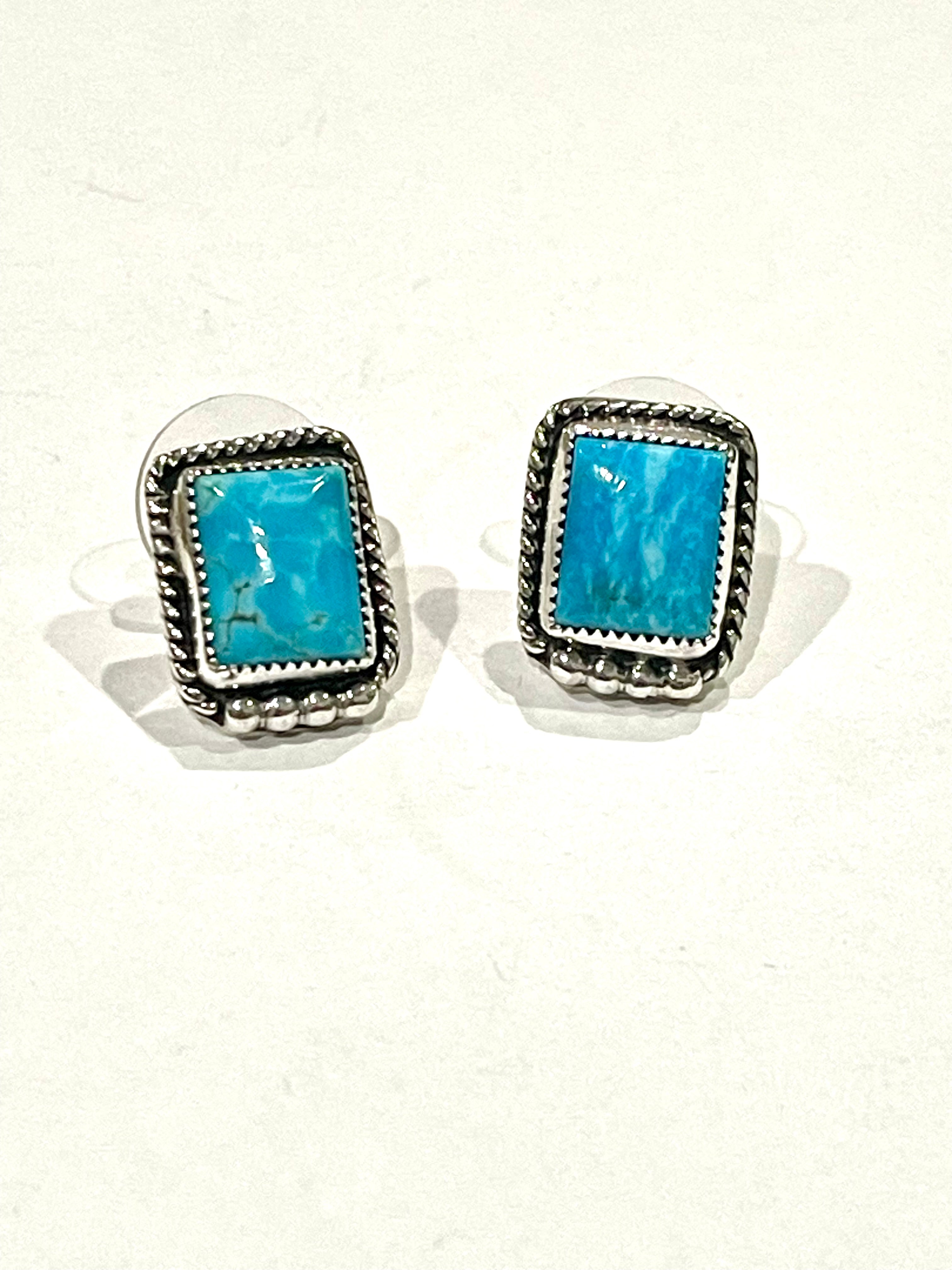 Navajo Sterling Silver & Turquoise Stud Earrings