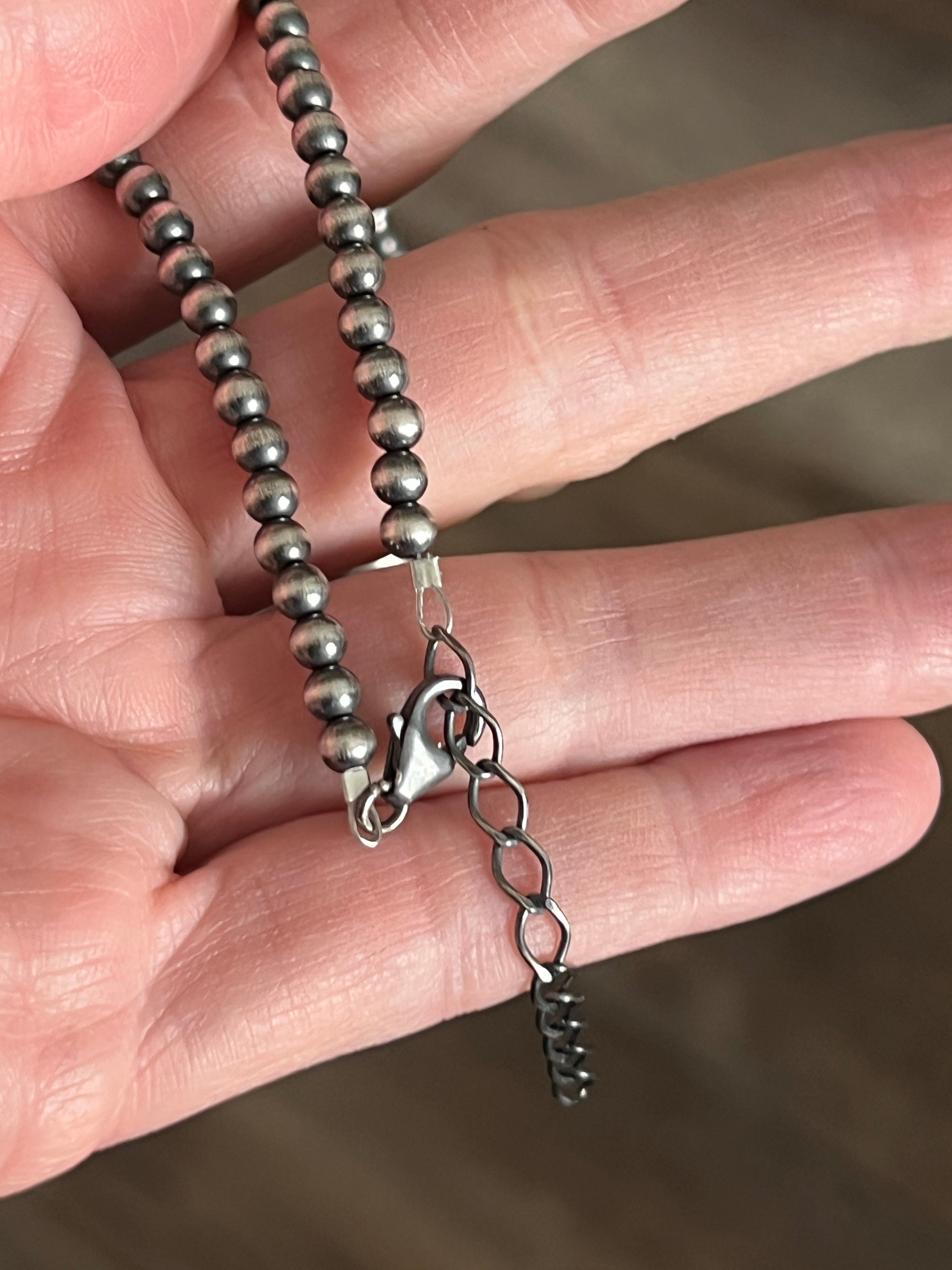 Summer Lovin’ Beaded Layering Necklace with Sterling Silver, Spiny Oyster Shell and Turquoise, 16” + 2”, The Flower Child