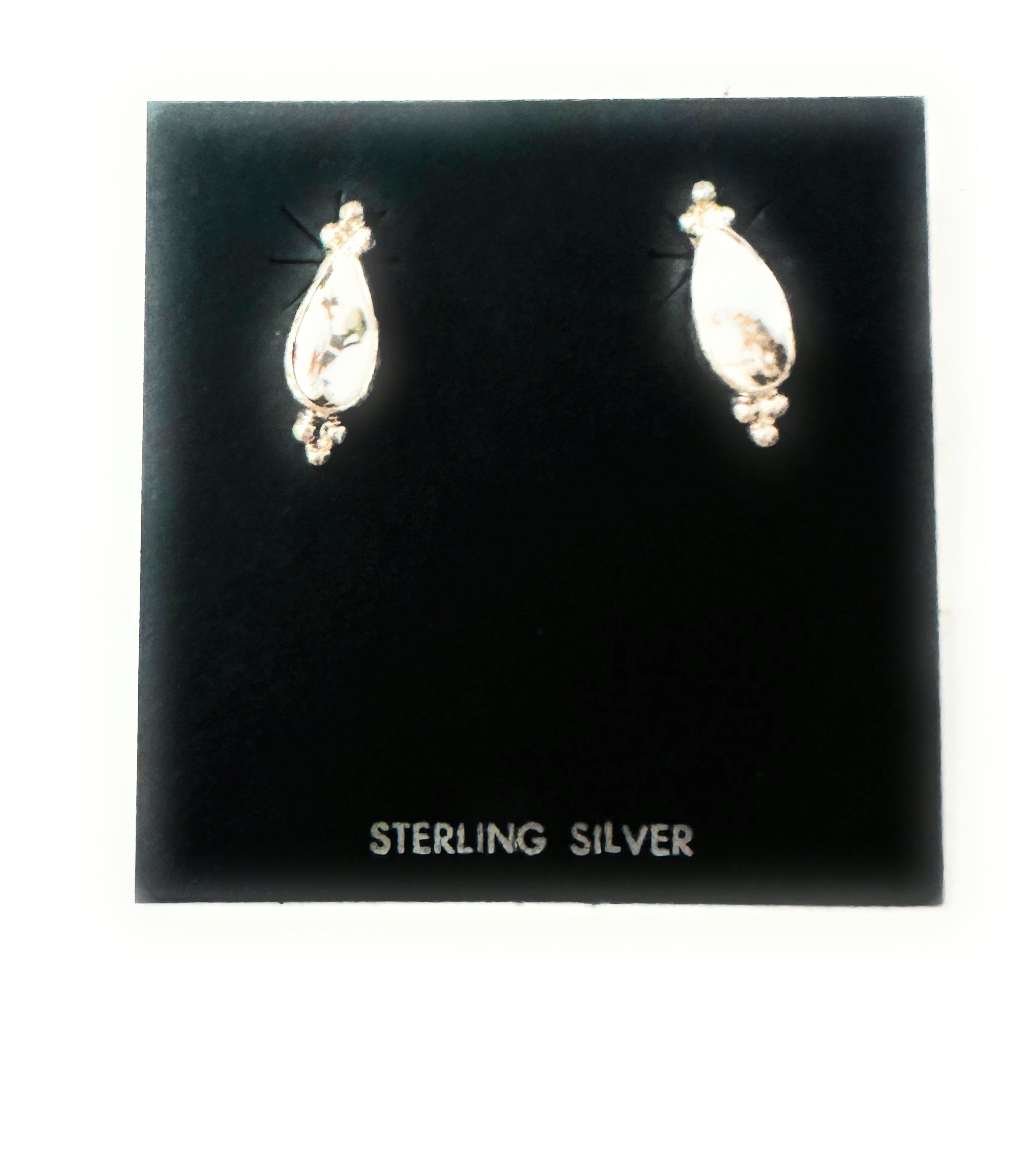 Navajo White Buffalo and Sterling Silver Stud Earrings