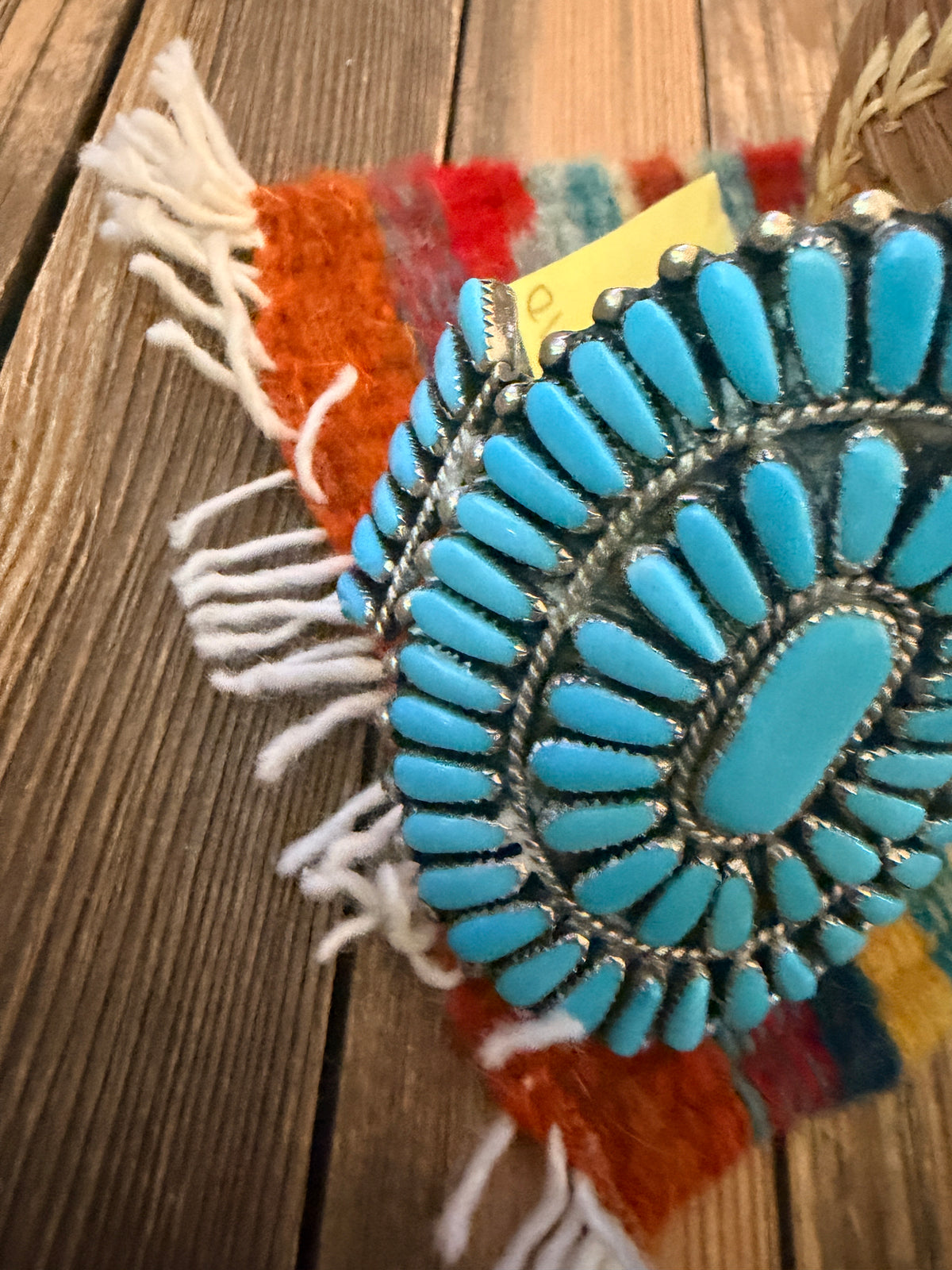 Handcrafted Old Pawn Sterling Silver & Turquoise Cuff Bracelet