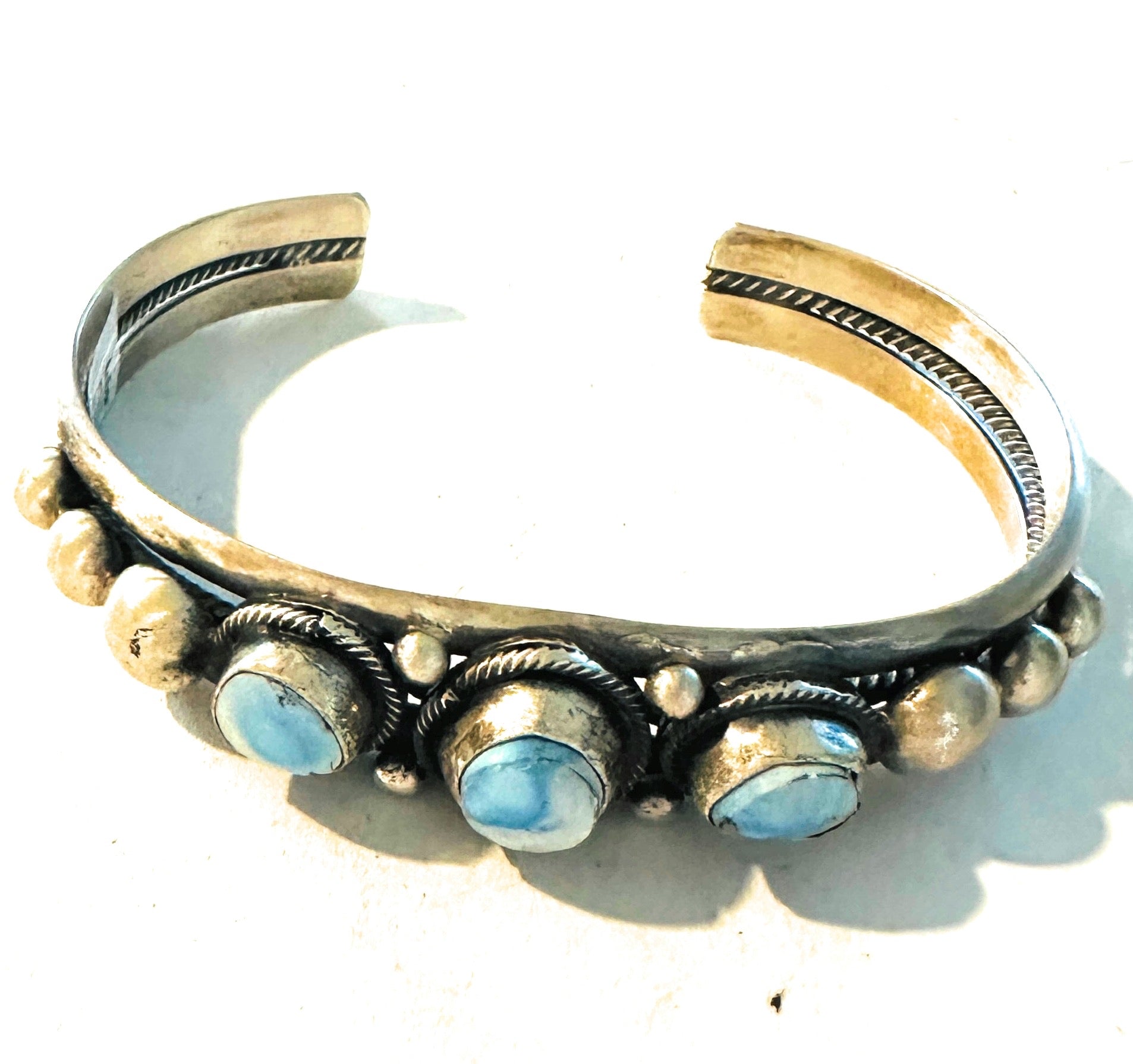 Navajo Golden Hills Turquoise & Sterling Silver Cuff Bracelet