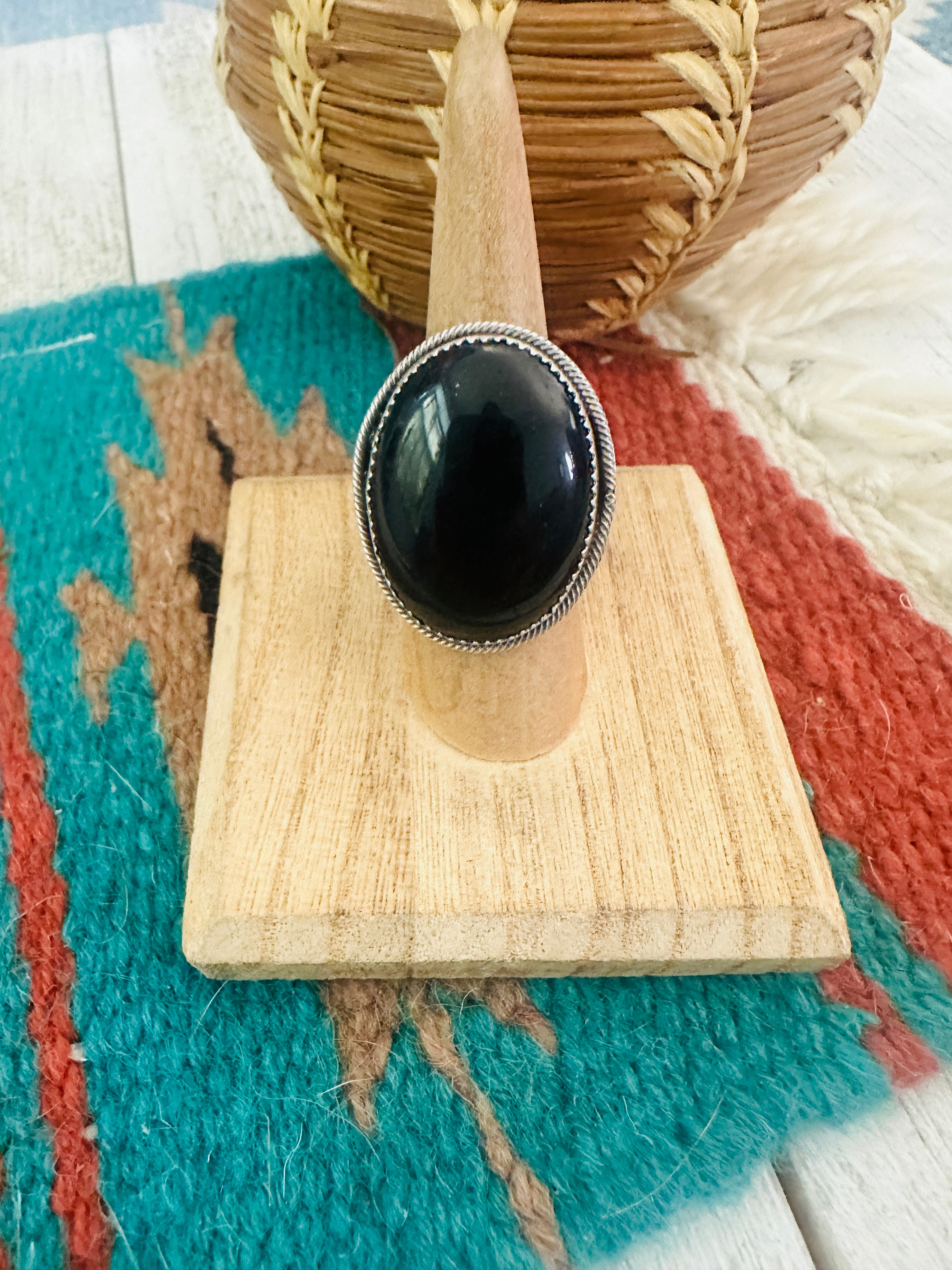 Navajo Black Onyx & Sterling Silver Ring