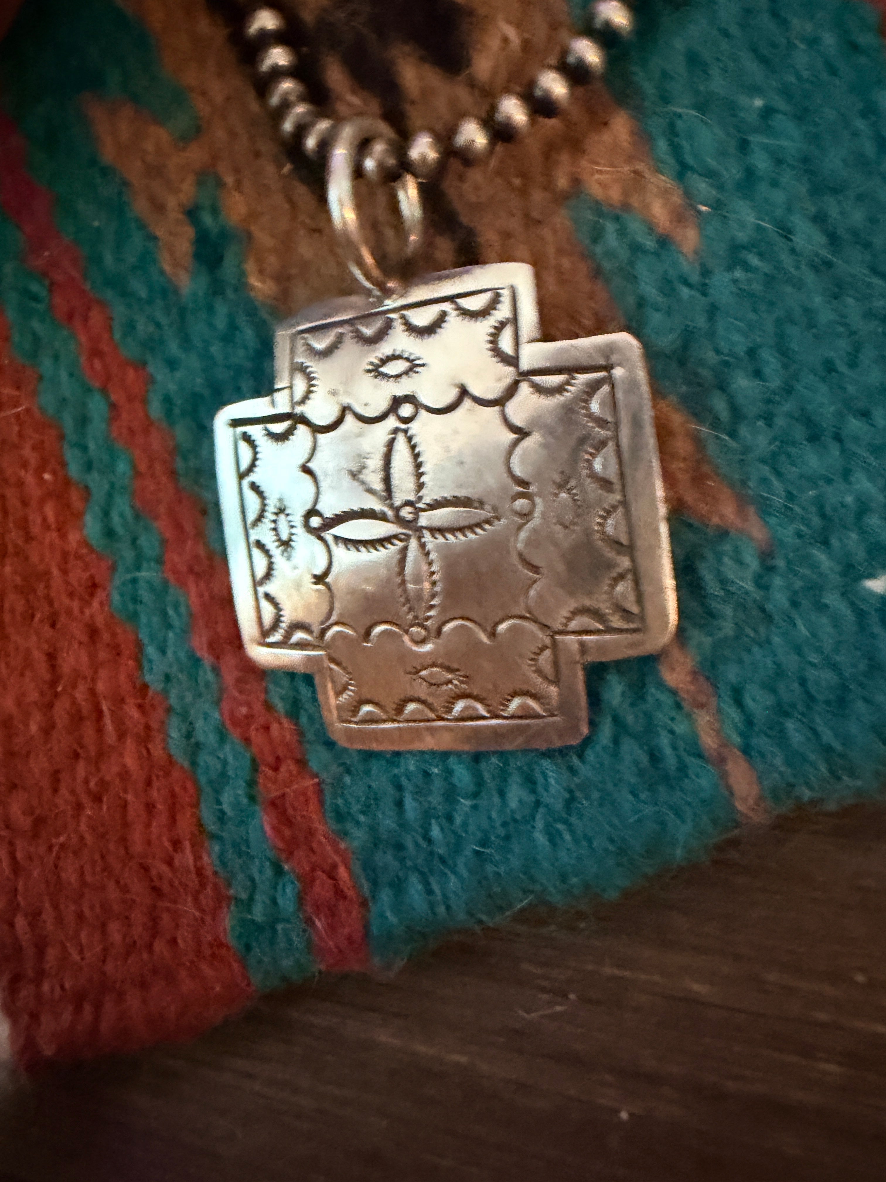 Handcrafted Sterling Silver Concho Cross Pendant