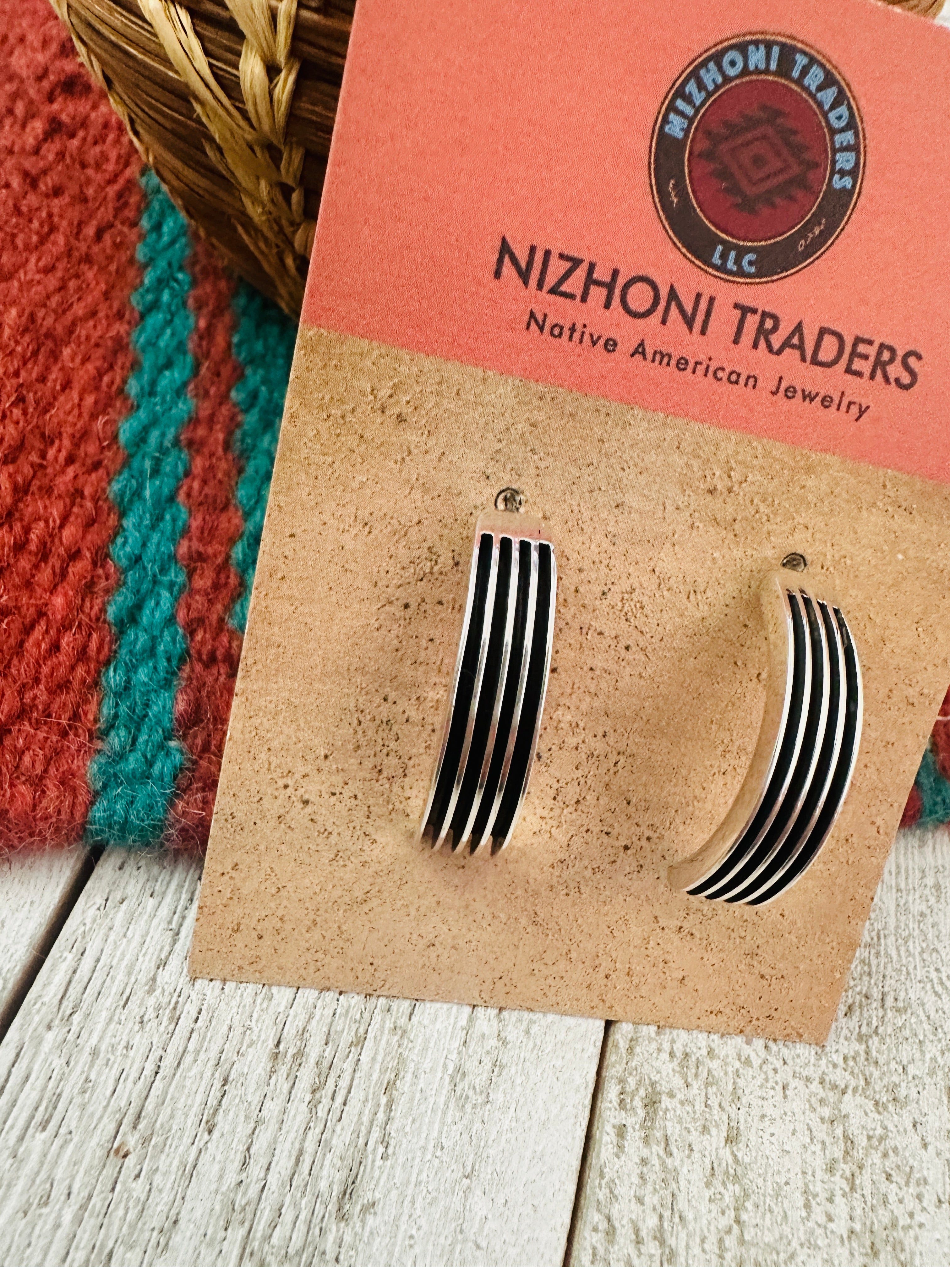 Navajo Hand Stamped Beth Dutton Sterling Silver Post Earrings