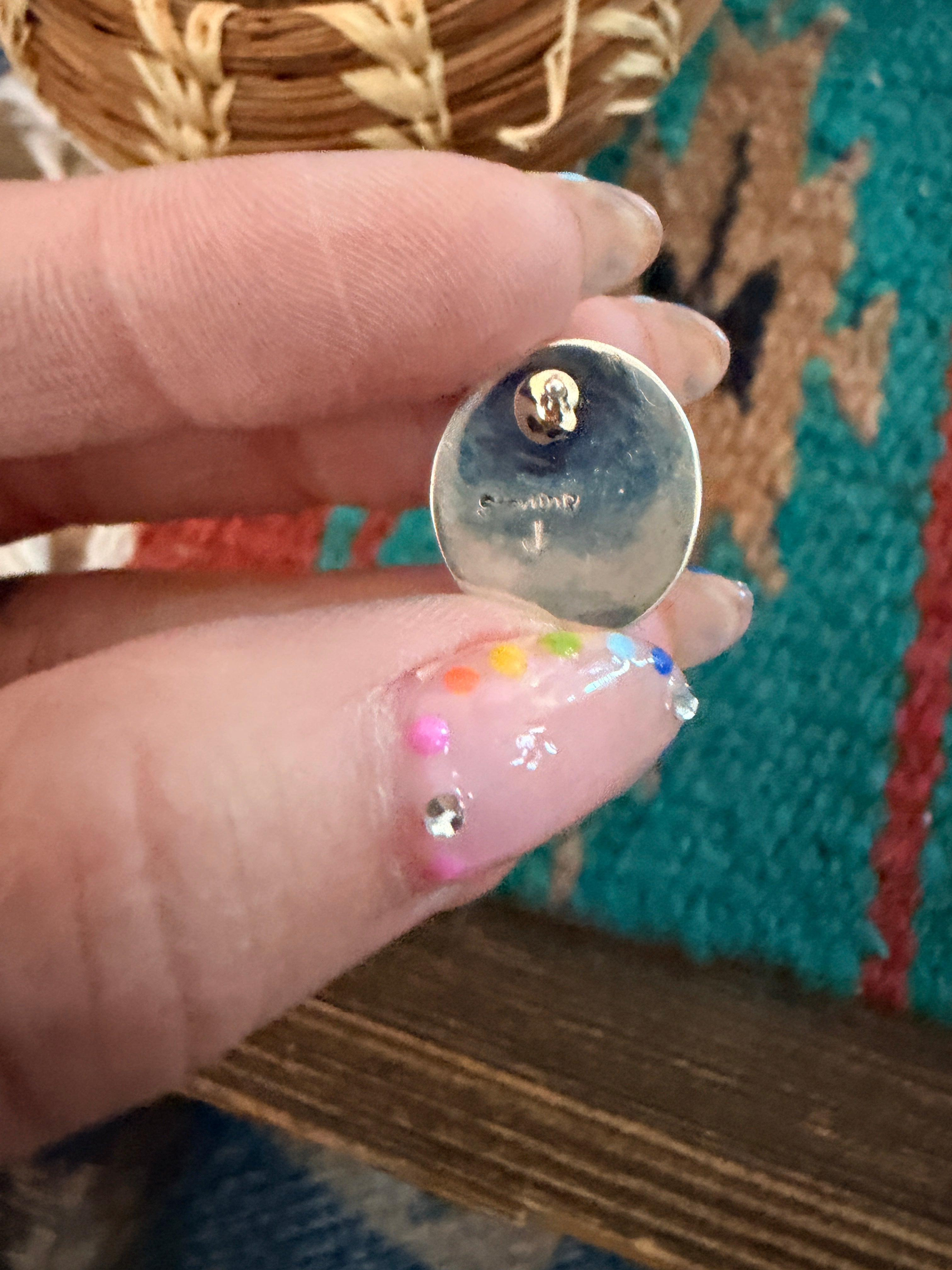 Handcrafted Pink Dream Mojave and Sterling Silver Stud Earrings