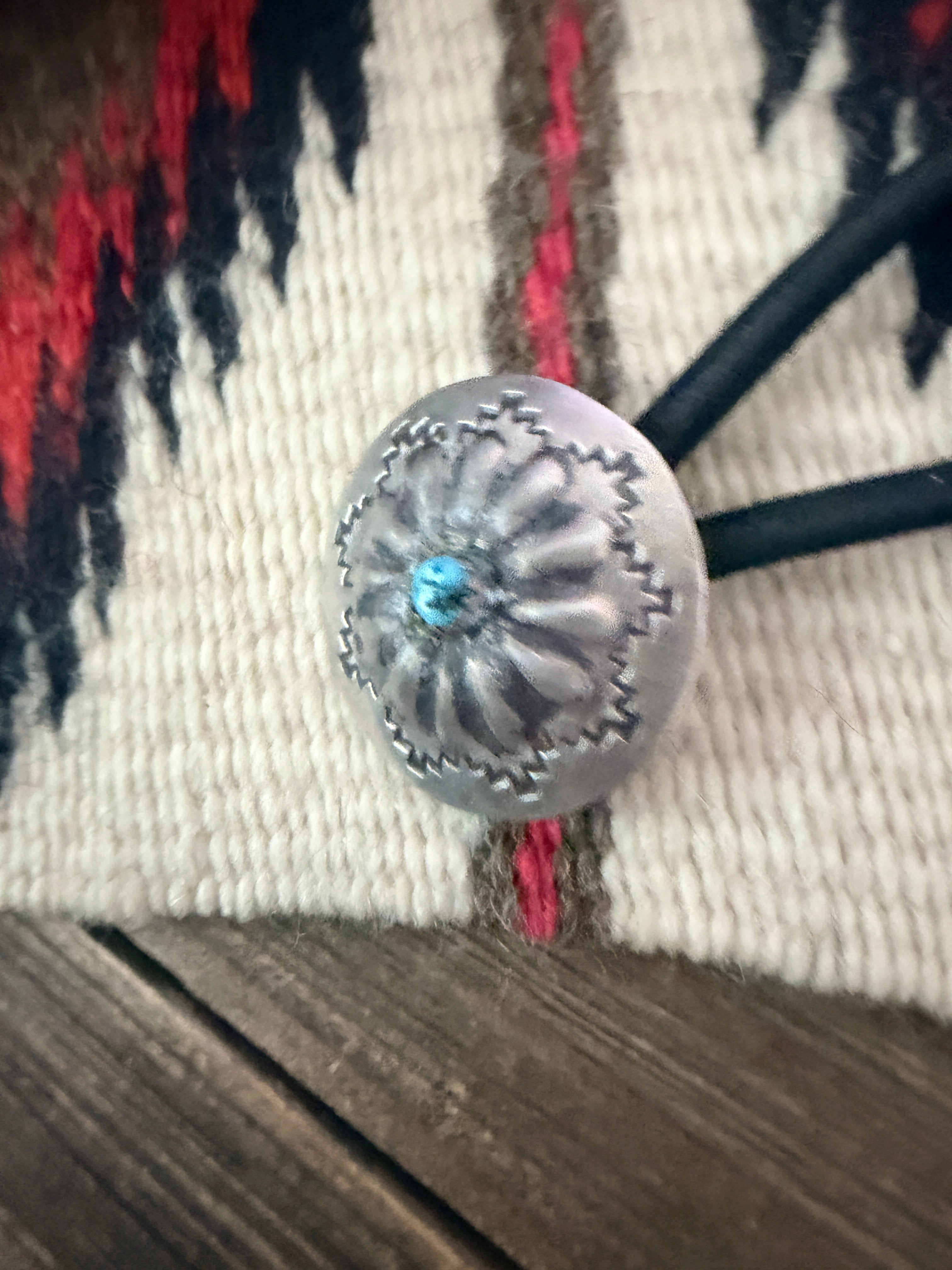 Handcrafted Turquoise & Sterling Silver Concho Hair Tie Charm