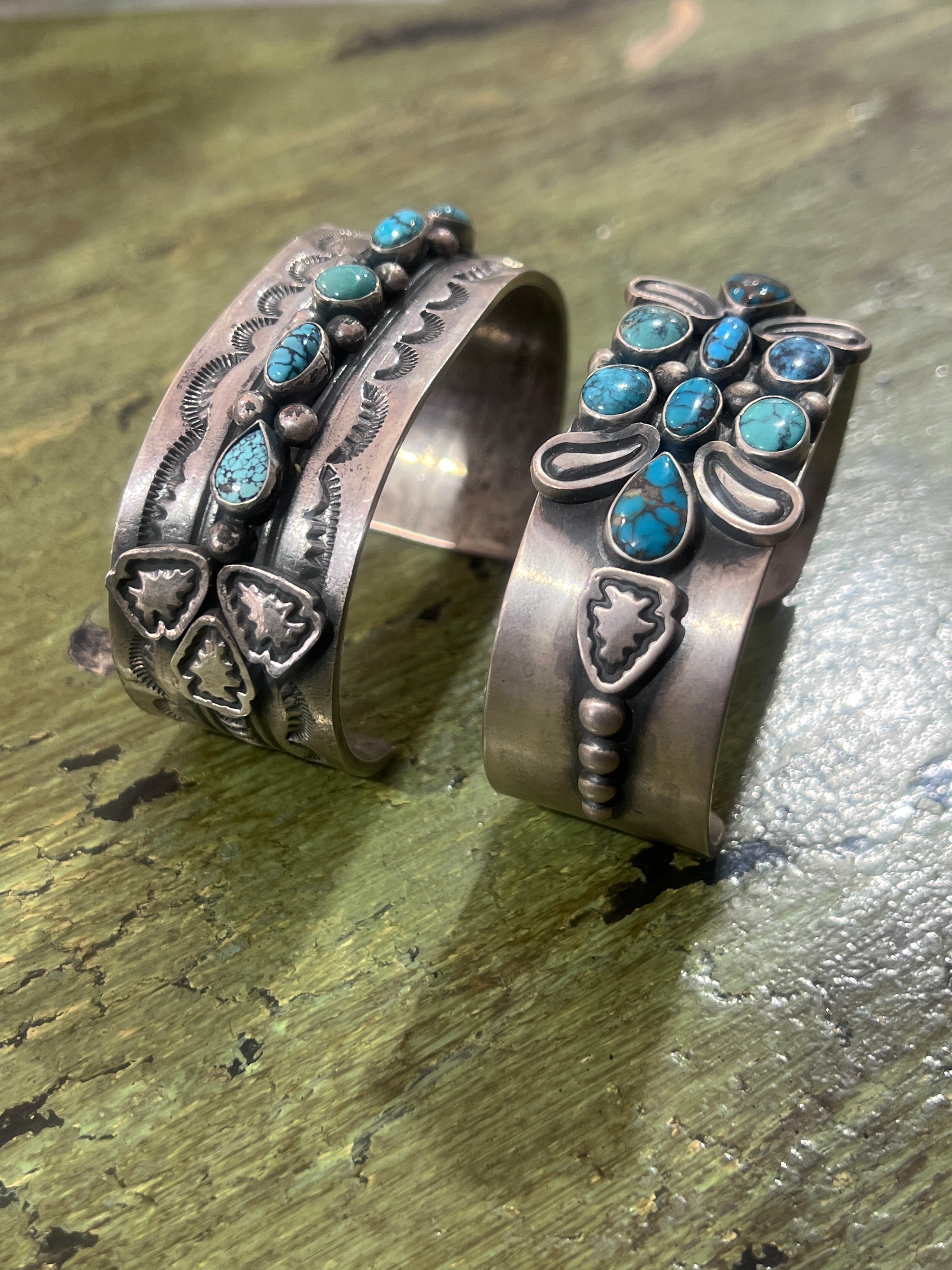 Gilbert Tom Sterling Silver and Turquoise Arrowhead Cuff Bracelets