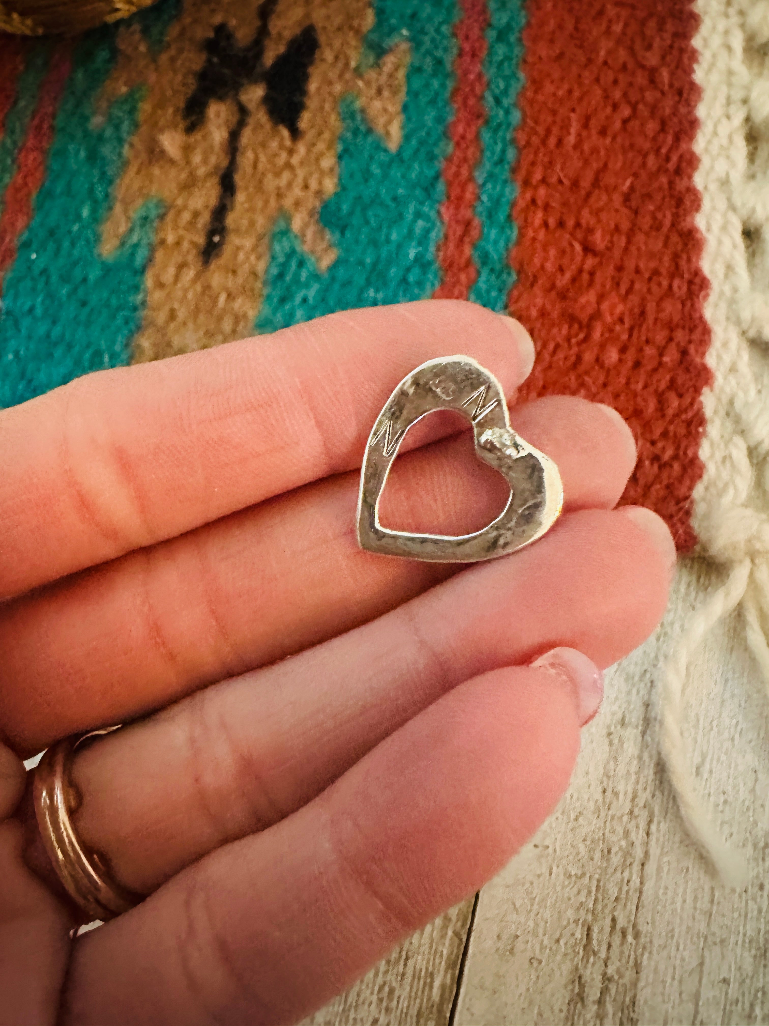 Navajo Turquoise & Sterling Silver Heart Stud Earrings