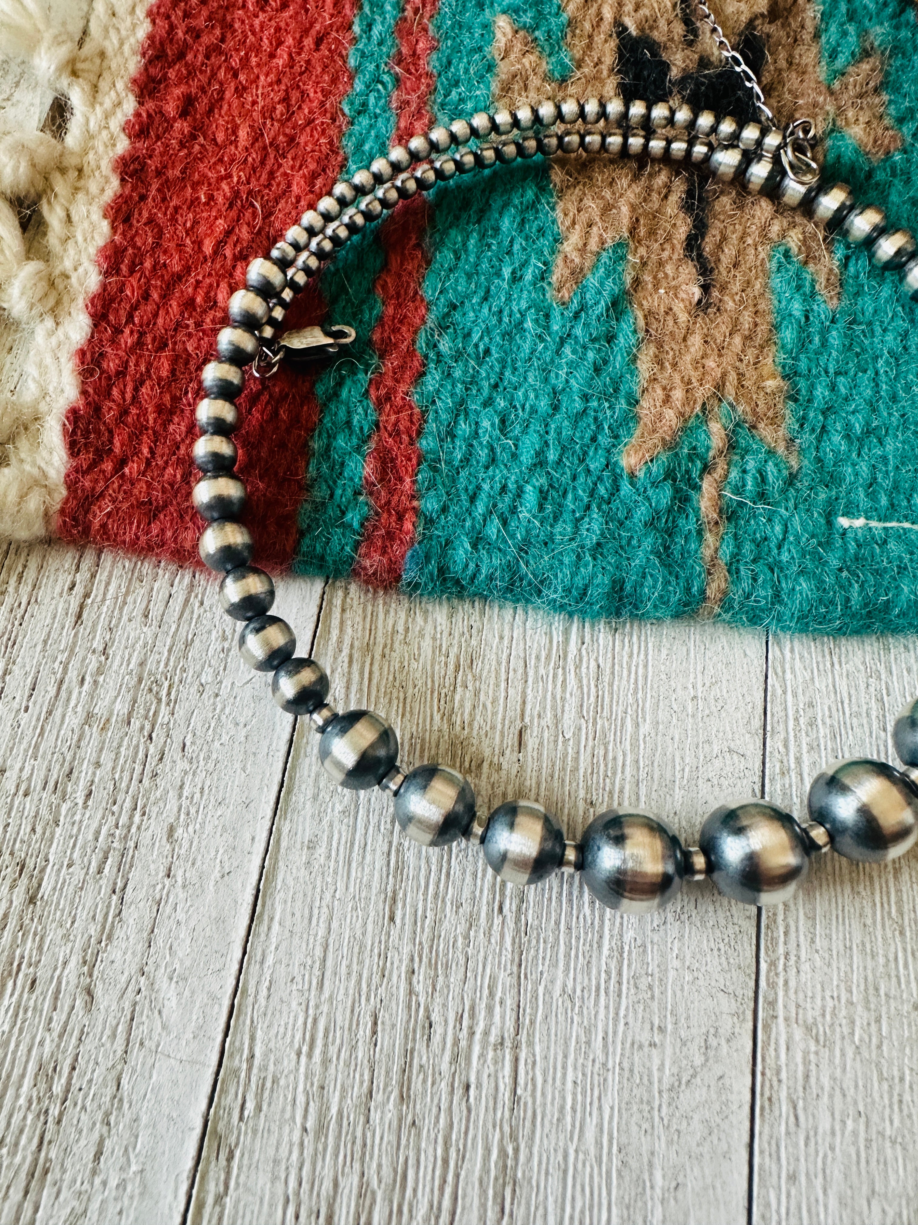 Navajo Sterling Silver Beaded Wrap Choker Necklace