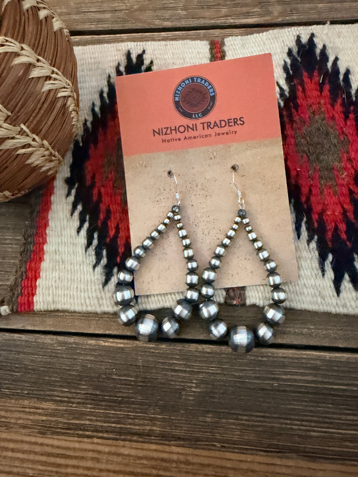 Handcrafted Sterling Silver Pearl Beaded Dangle Hoop Earrings