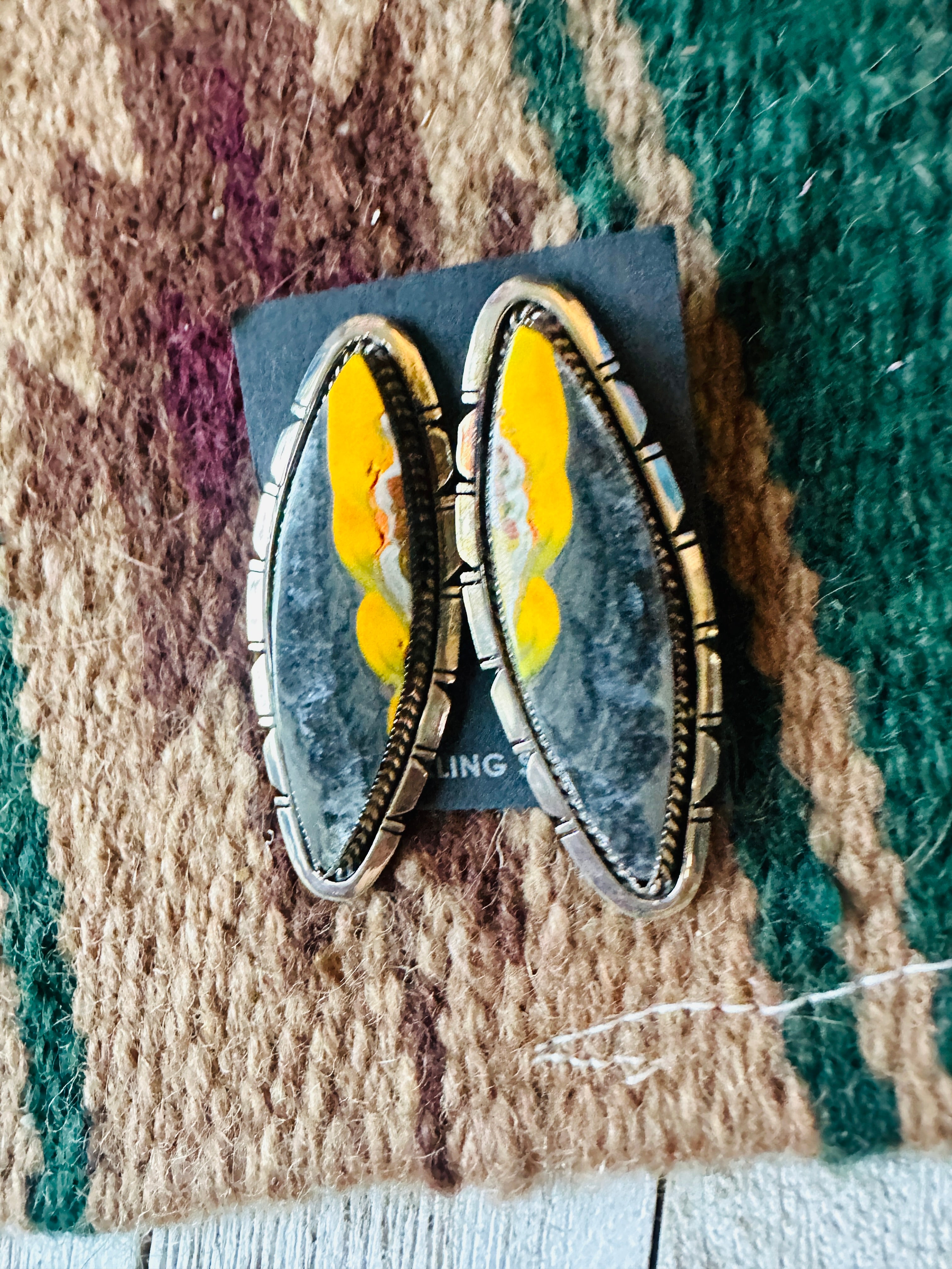 Navajo Bumblebee  & Sterling Silver Earrings by Wydell Billie