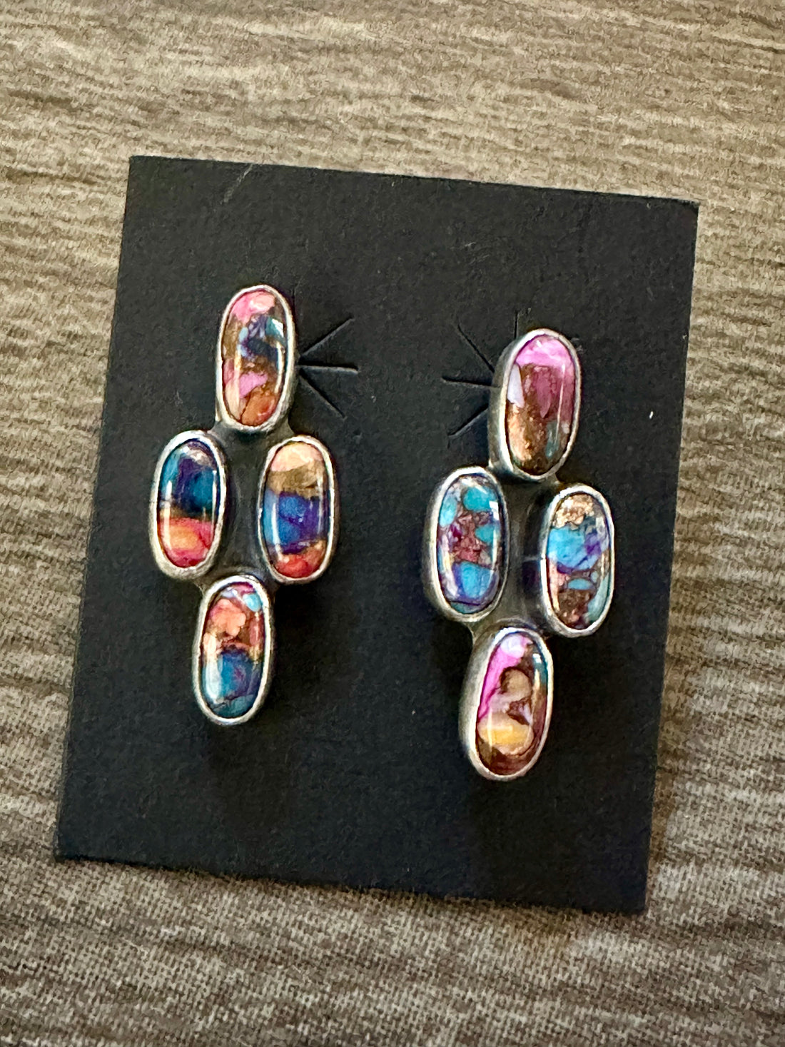 Handcrafted Pink Dream Mohave & Sterling Silver Post Earrings