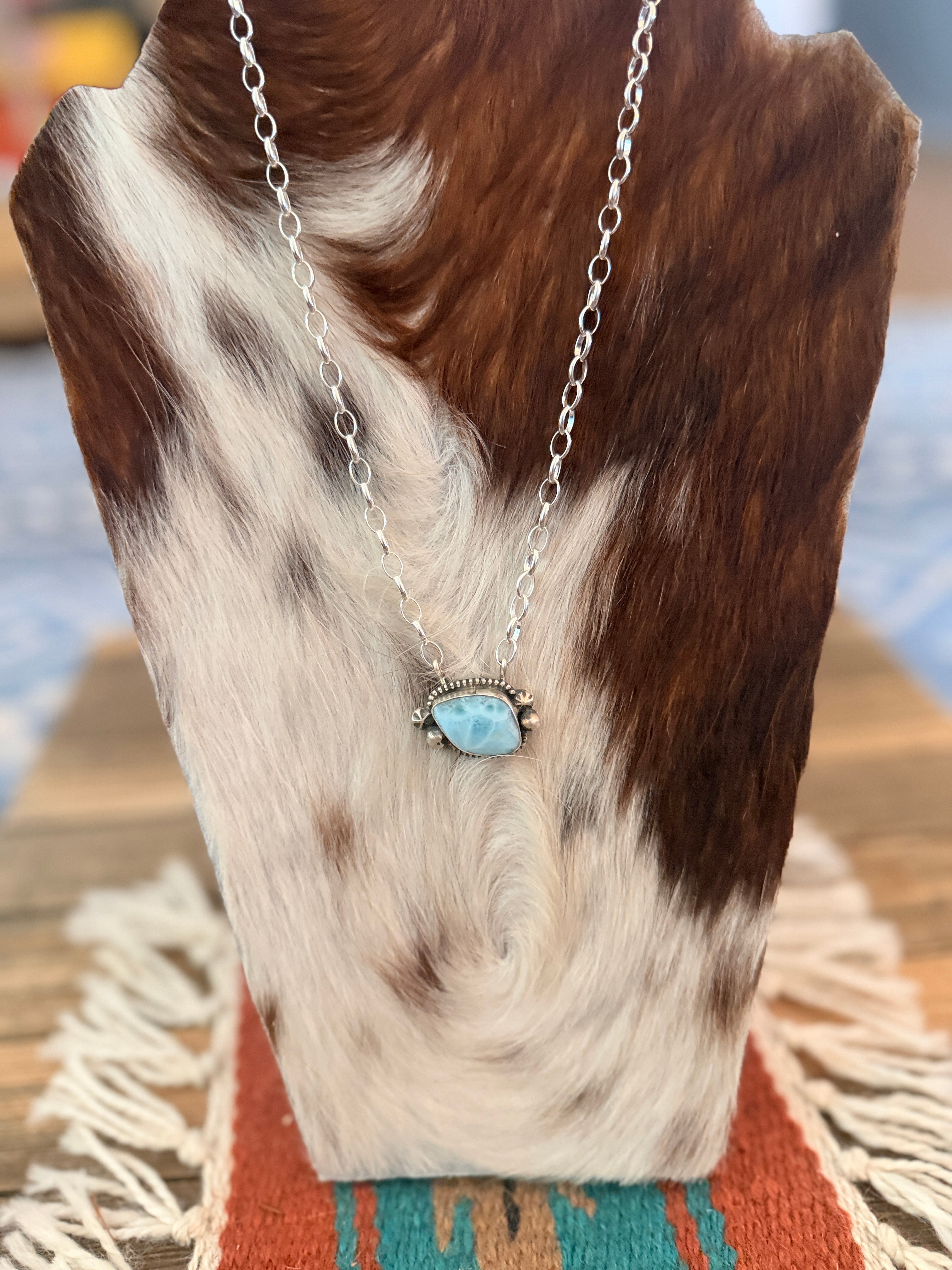 Handmade Sterling Silver & Larimar Necklace