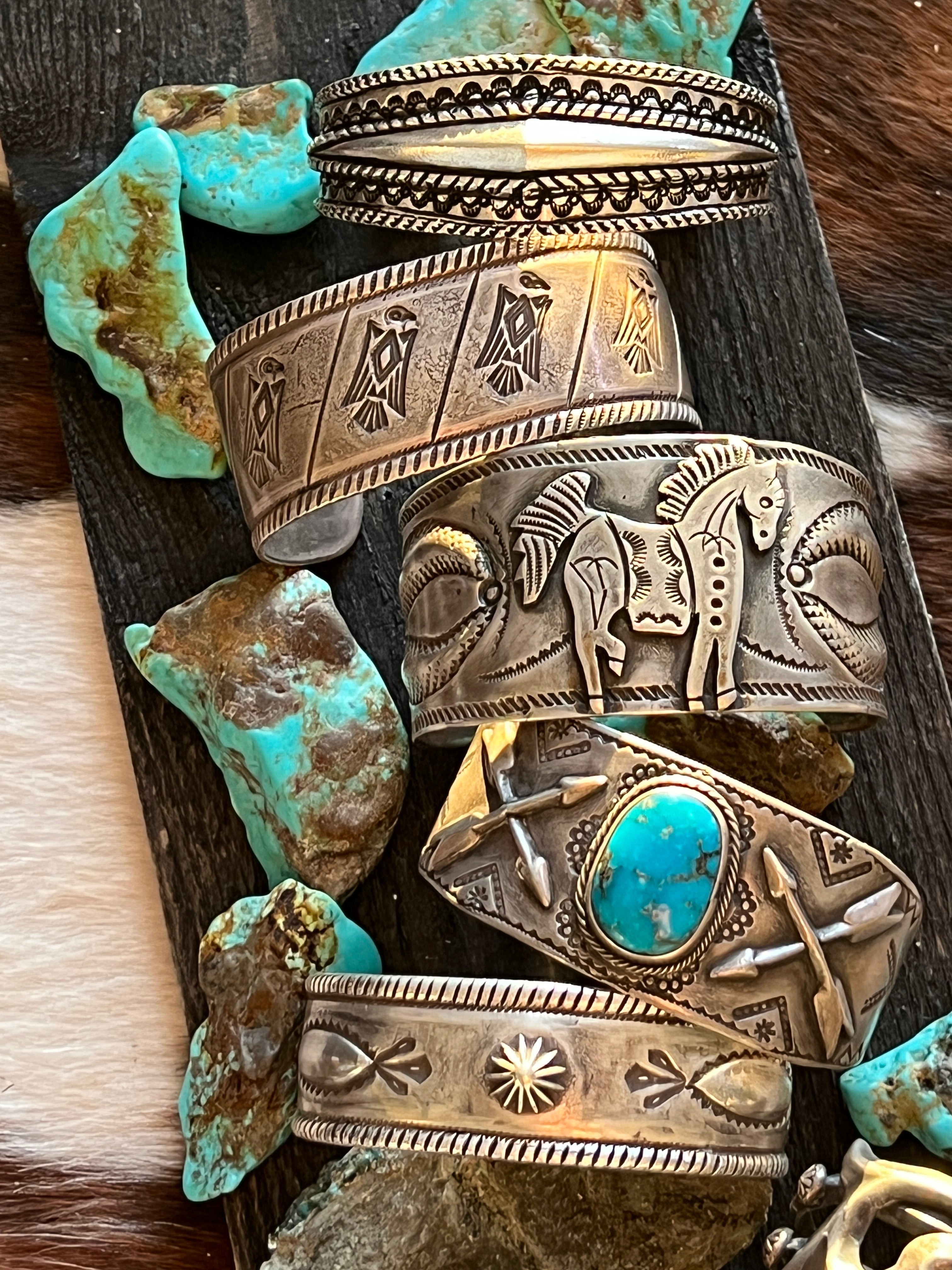 Handcrafted & Hand Forged Old Pawn Sterling Silver Ingot Cuff Bracelet by Santa Fe Artist, Buffalo: The Equine