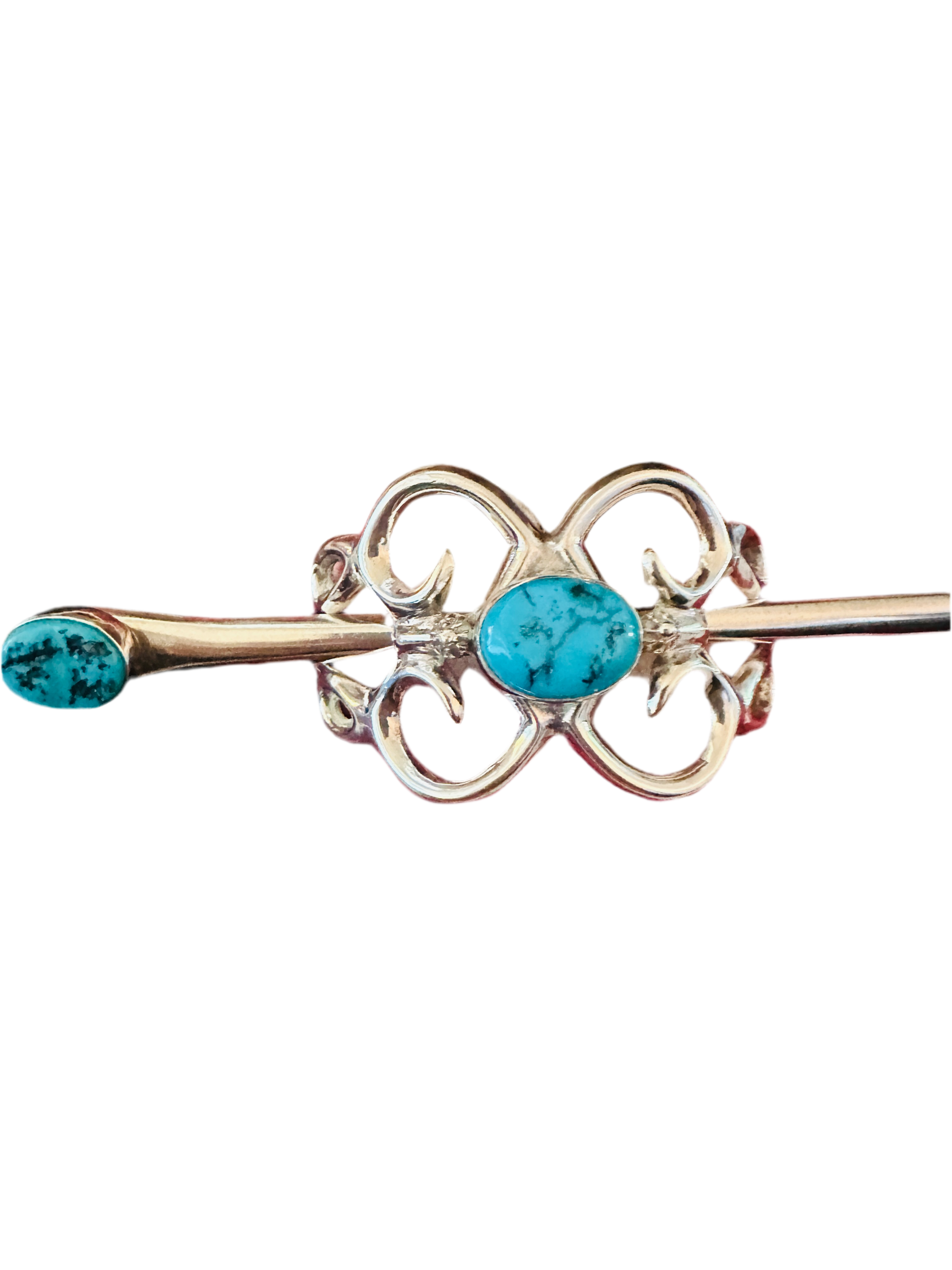 Old Pawn Turquoise & Sterling Silver Hair Pin
