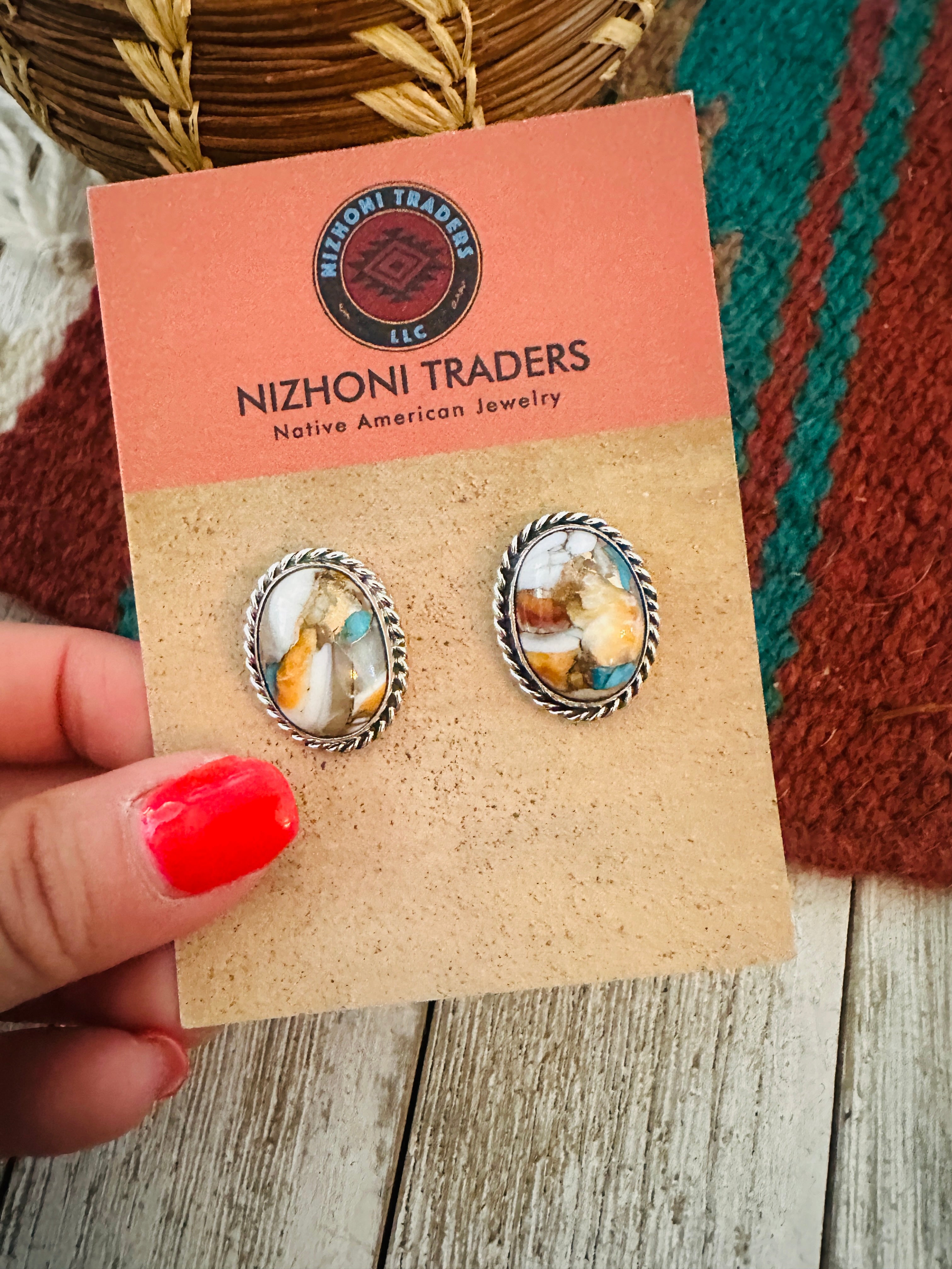 Handcrafted Sterling Silver & Spice Stud Earrings